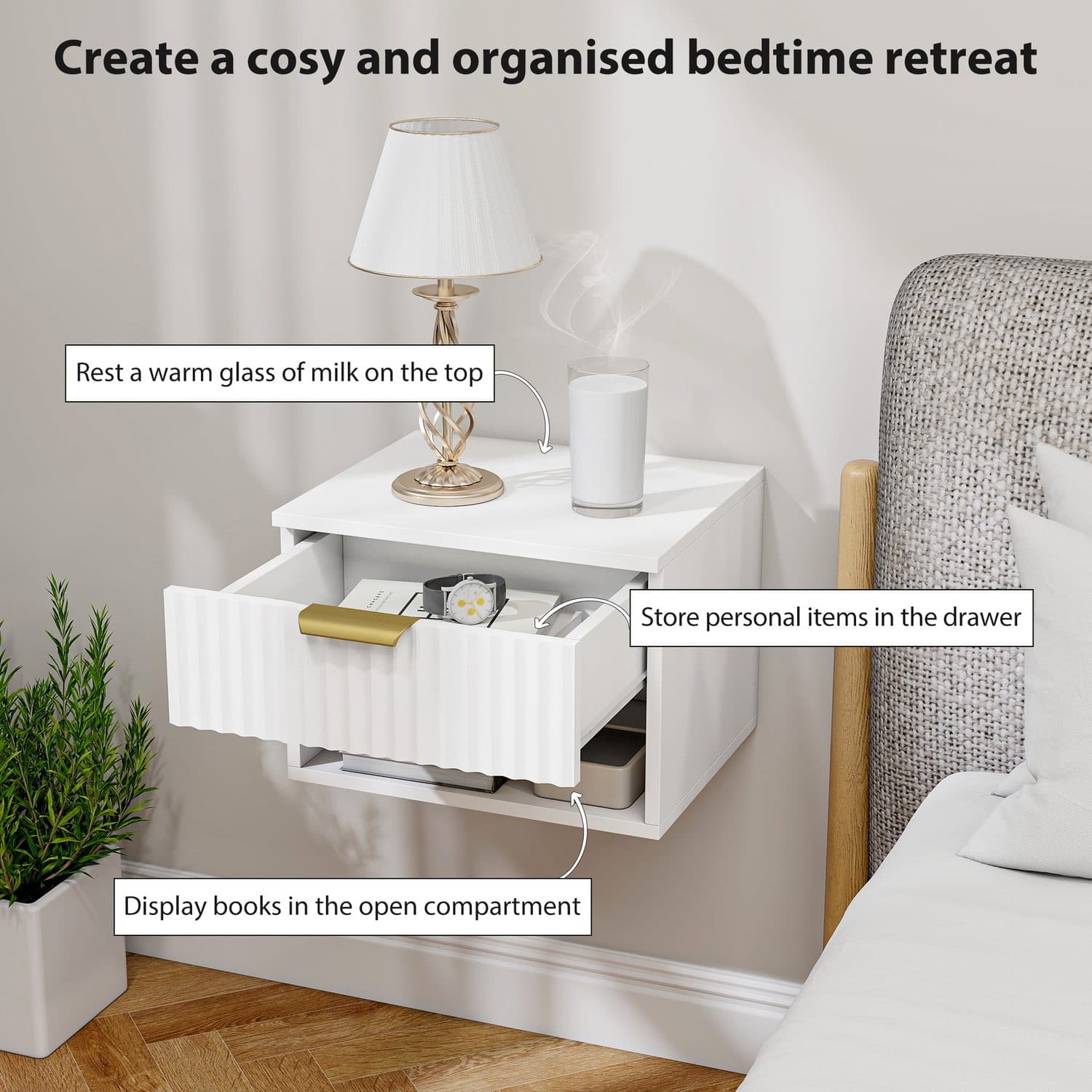 White Floating Bedside Tables - image 4
