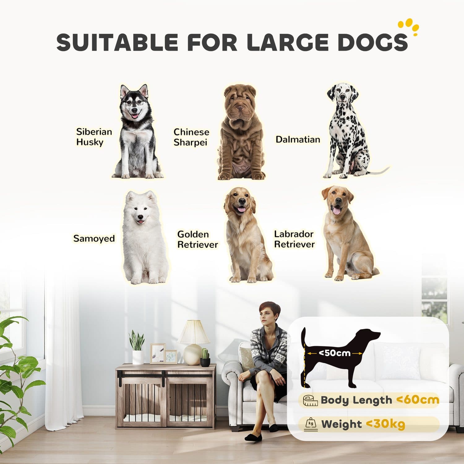 PawHut Dog Crate Furniture for Large Dogs, 98cm - image 2