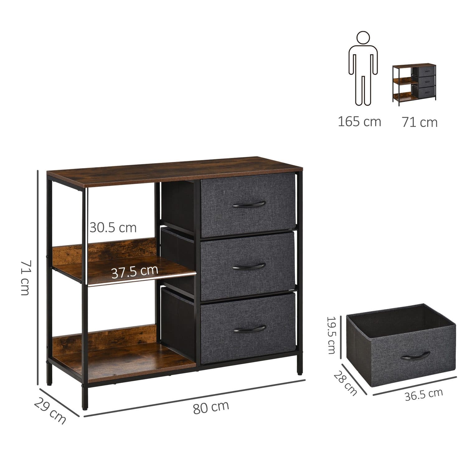 Fabric Drawer Dresser with Open Display Shelves - image 2