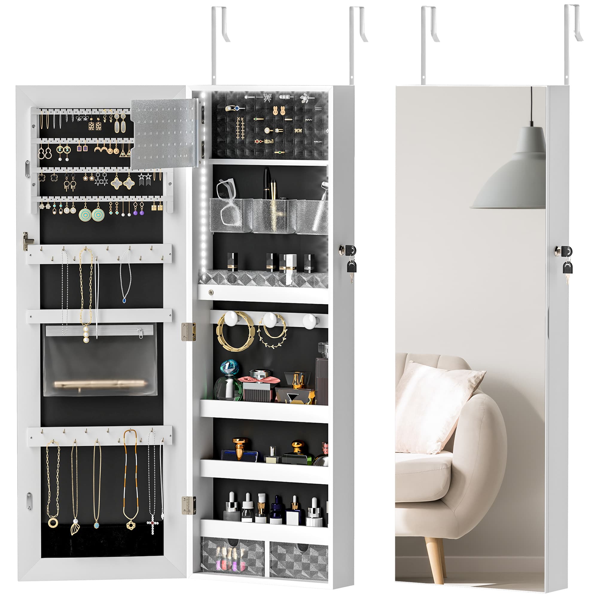 LED Mirrored Jewellery Cabinet