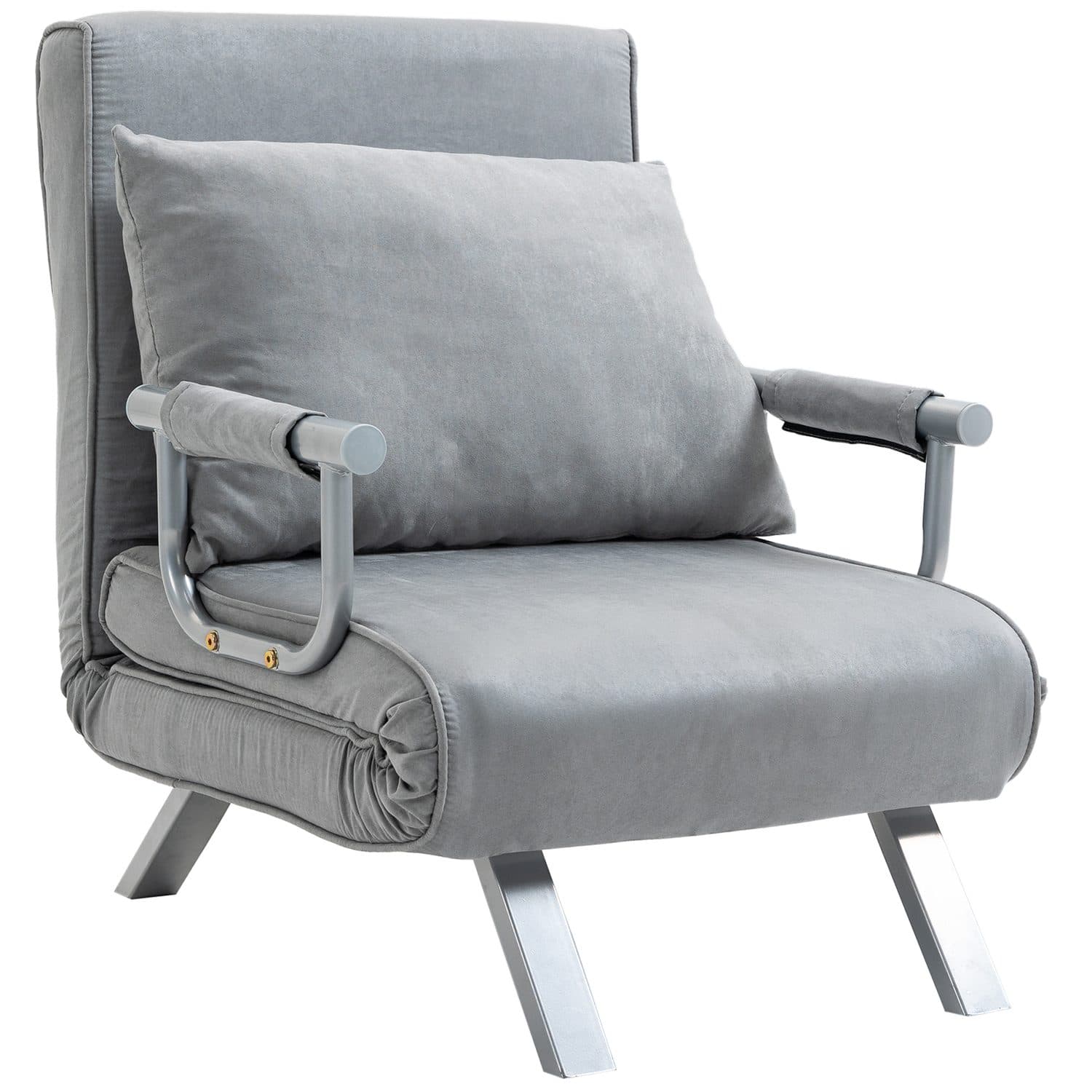 Grey Suedette Convertible Futon Chair - Light Grey