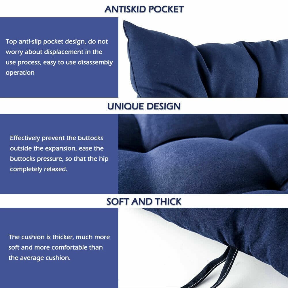 4 Pack Dark Blue Tie-On Chair Cushions - image 2