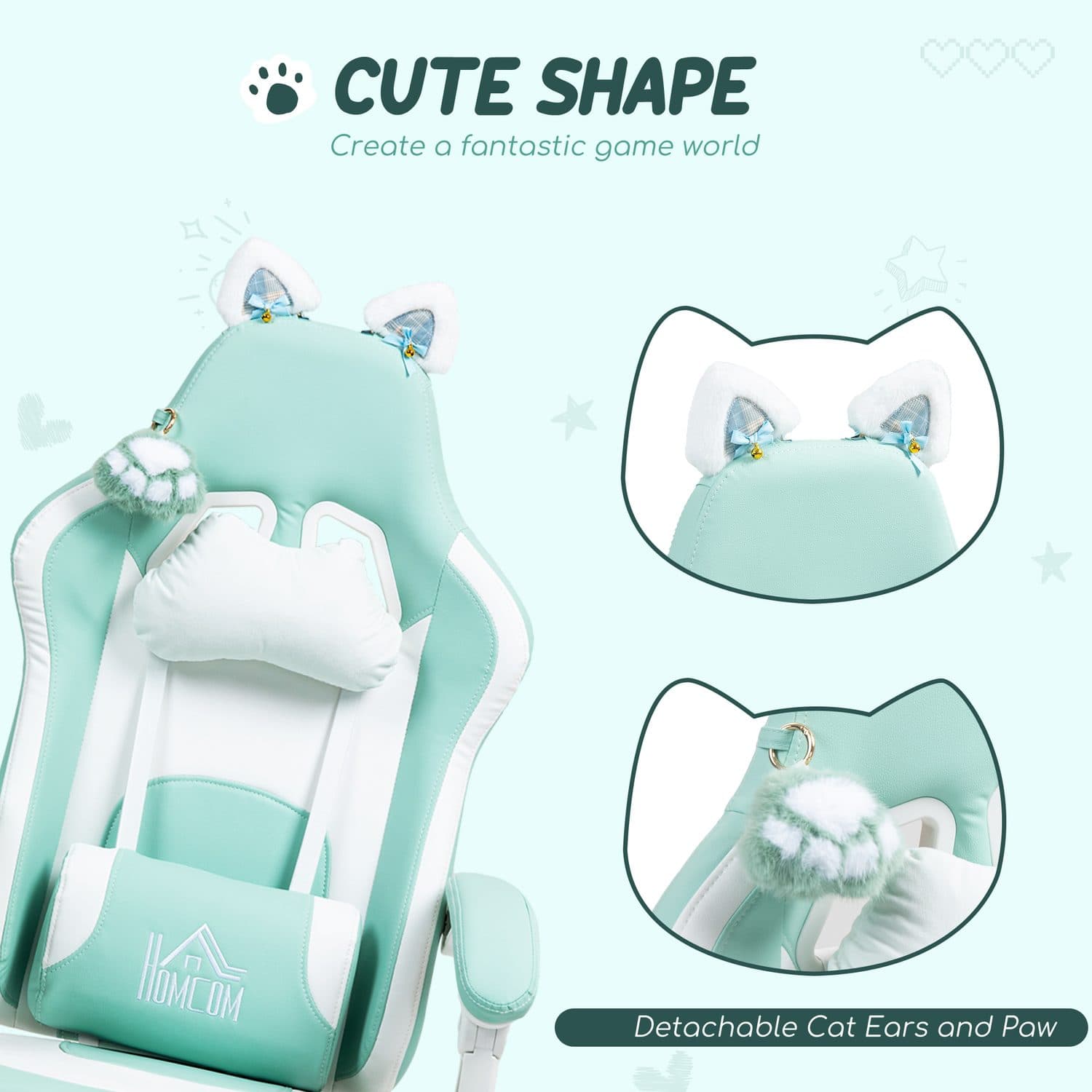 Level Up in Comfort: Light Blue Cat Ear Gaming Chair - image 1