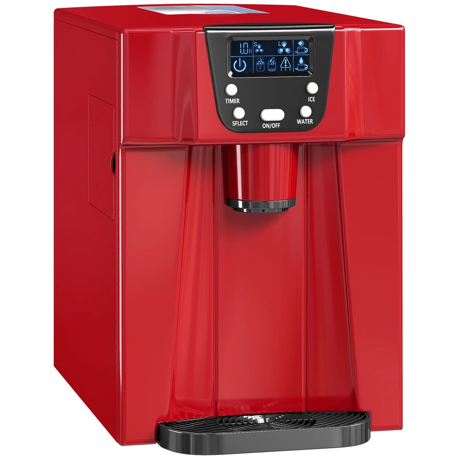 Compact Ice Maker and Water Dispenser with 3-Litre Tank - Red