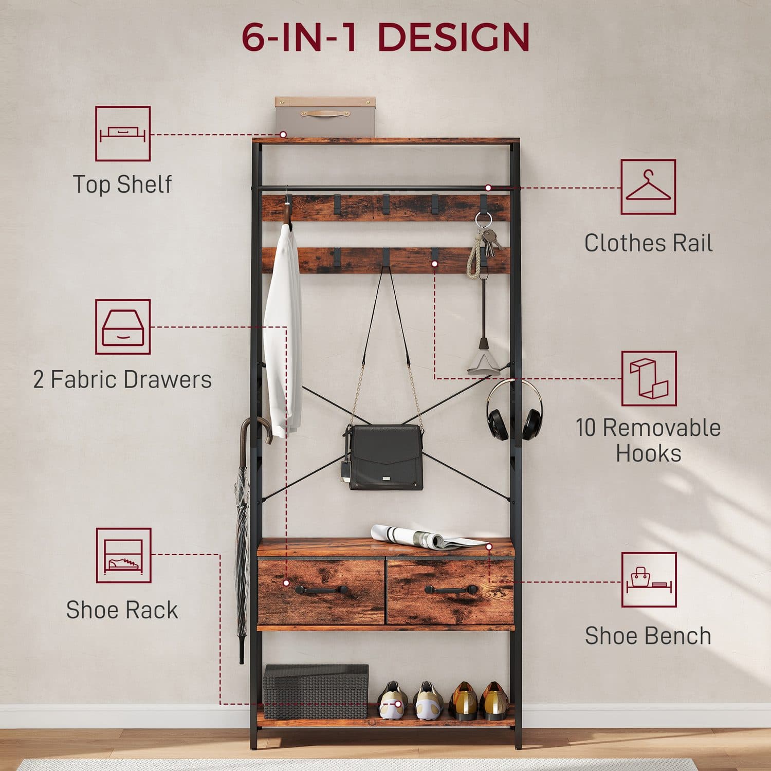 6-in-1 Hallway Organiser - image 3