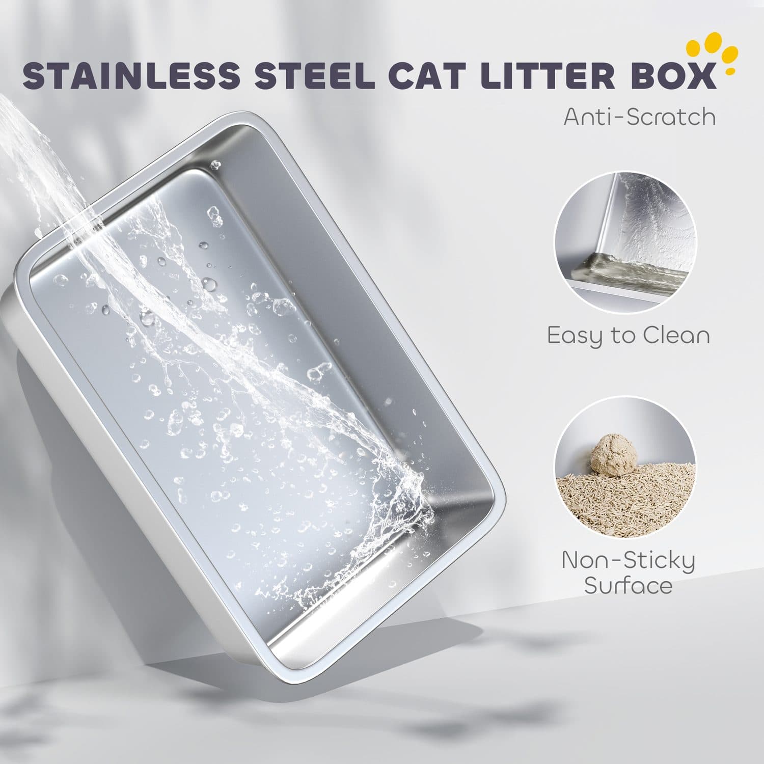 Enclosed Cat Litter Box With Stainless Steel Base and Front Door - image 1