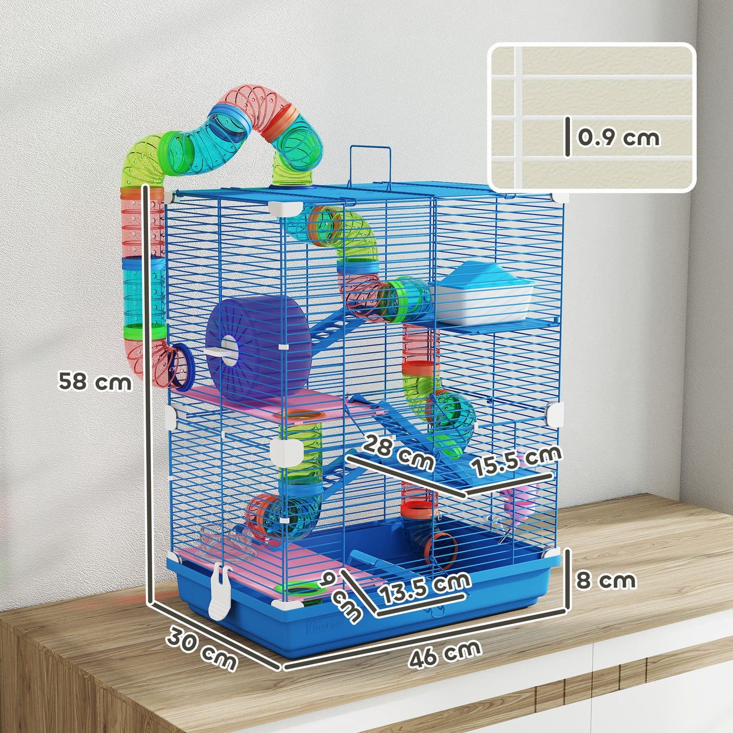 PawHut 5-Tier Hamster Habitat with Tunnel and Carry Handle - image 5