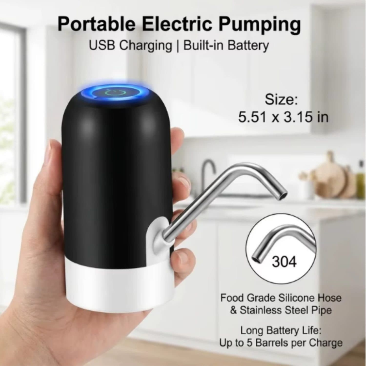 Hands-Free Water Dispenser Pump for Standard Large Bottles - image 6