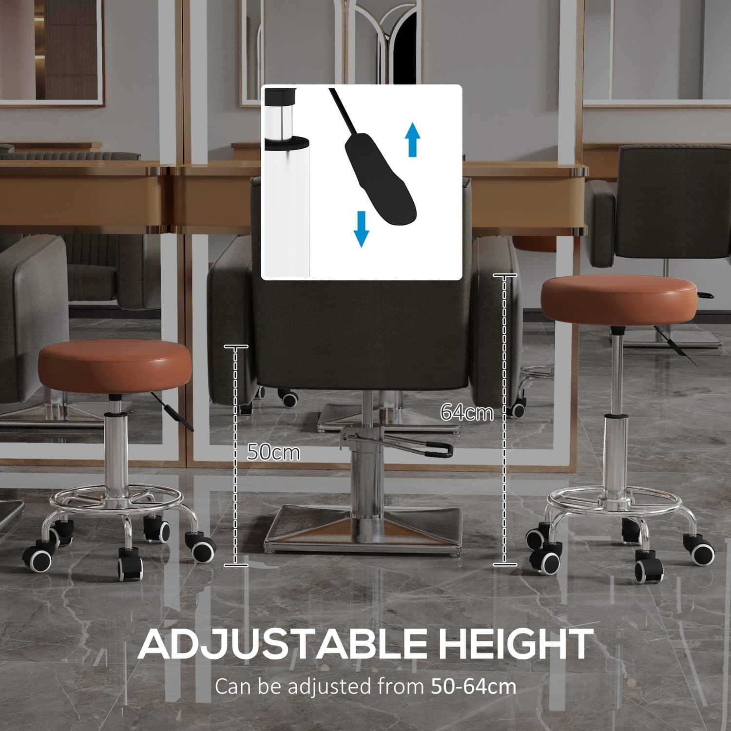 Rolling Height-Adjustable Stool for Salon, Spa or Home Use - image 1