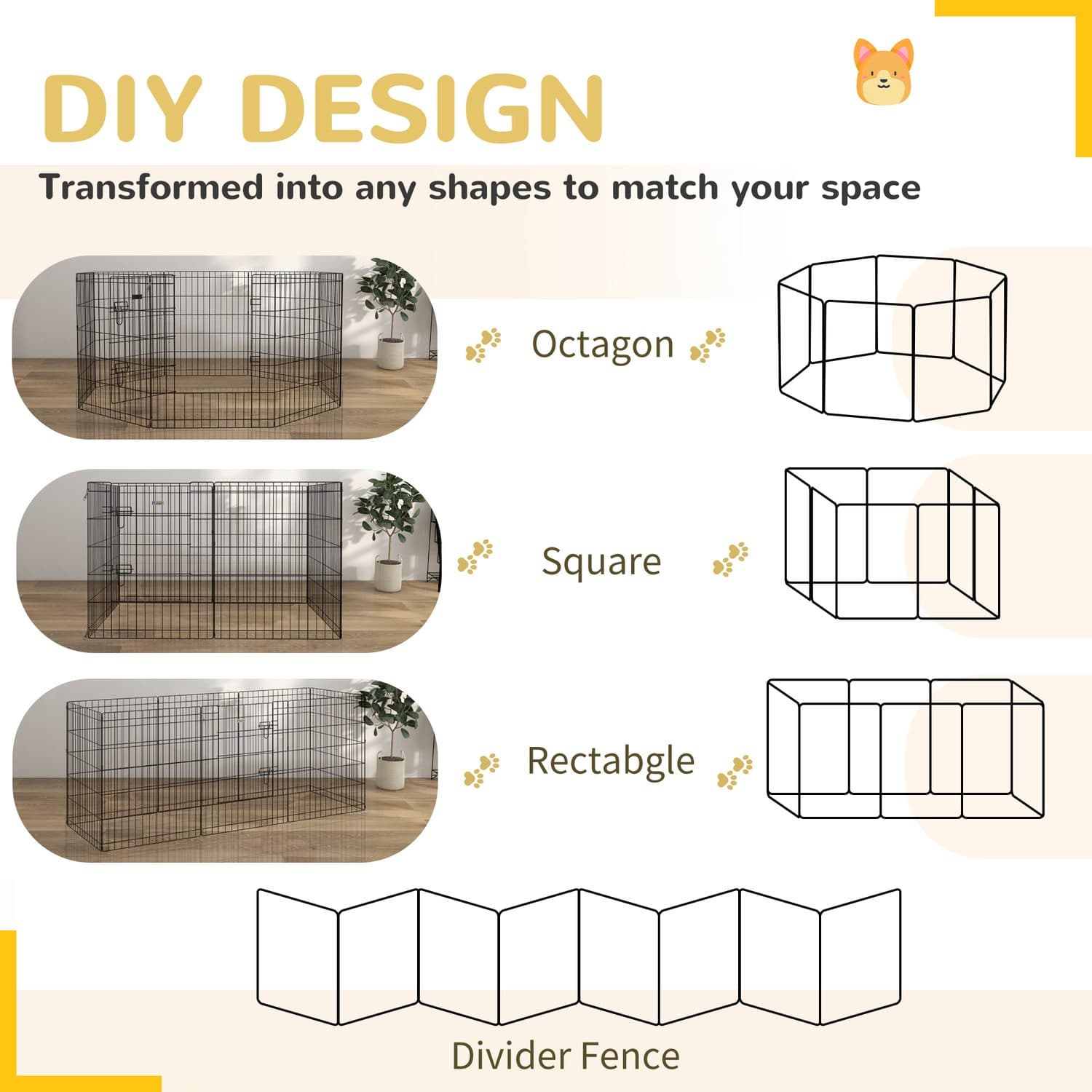 PawHut 8 Panel DIY Dog Pen for Indoor & Outdoor Use - image 3