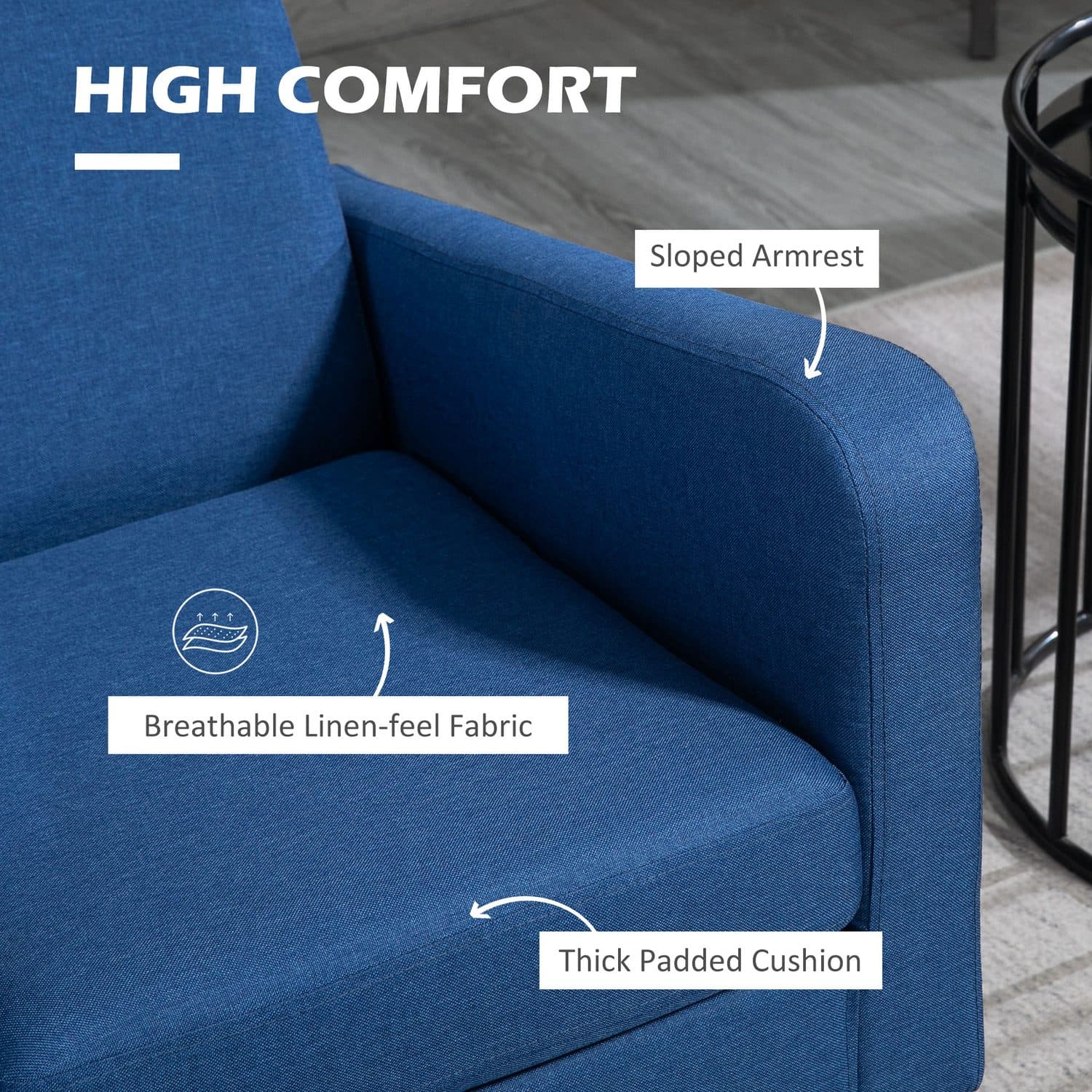 Blue Linen-Look Armchair - image 5