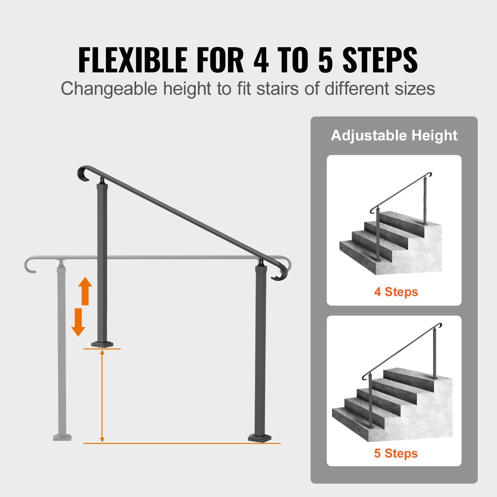 Black Adjustable Handrail for Outdoor Steps - image 3