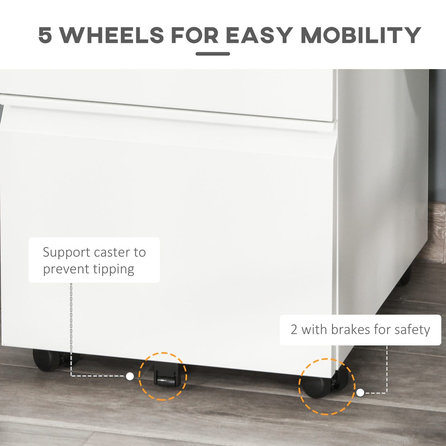 Secure 3-Drawer Metal Mobile Filing Cabinet in White - image 3
