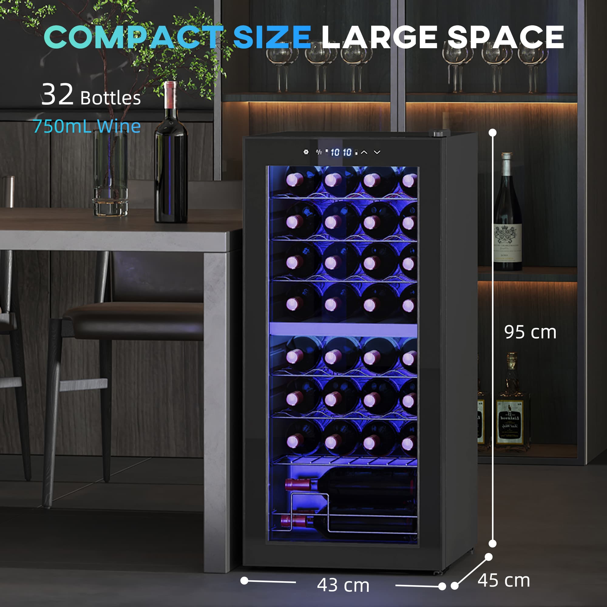 Store 32 bottles at two temperatures in one freestanding wine fridge - image 5