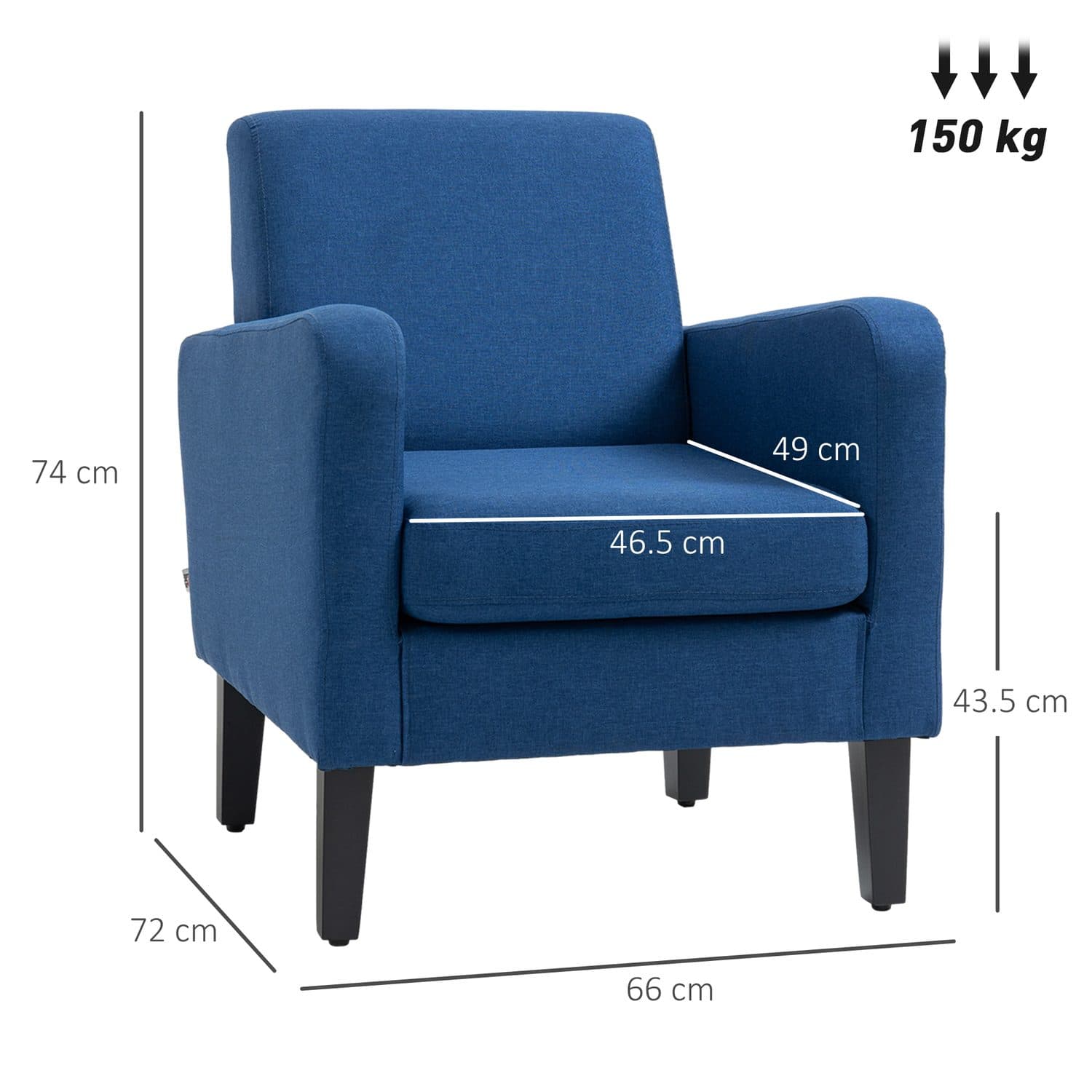 Blue Linen-Look Armchair - image 3