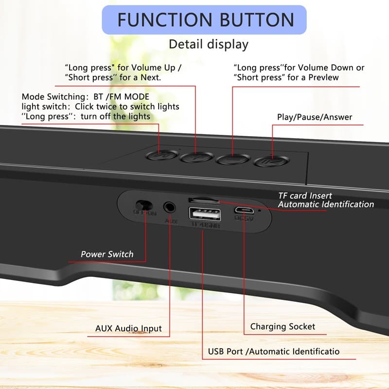 Portable TV Soundbar with Bluetooth and Dynamic RGB Lights - image 4
