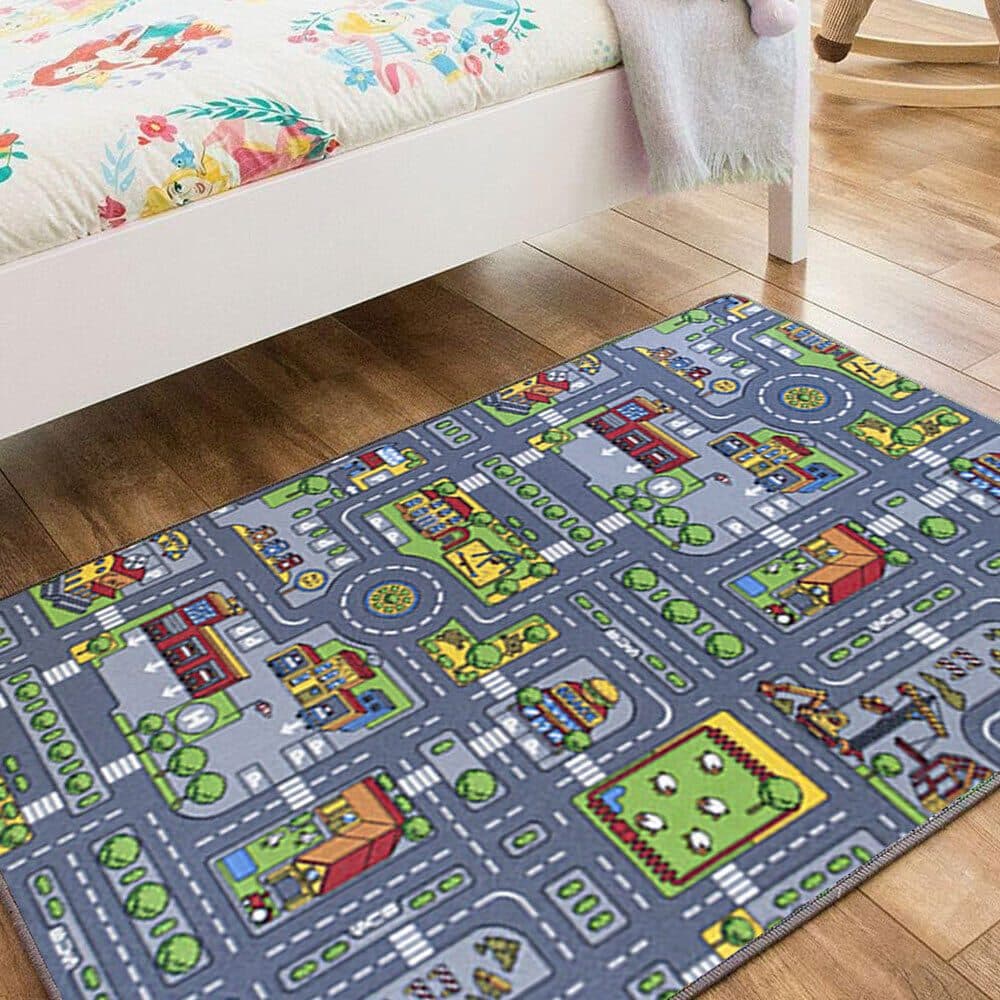 Children's Town Road Map Rug for Toy Cars - image 3