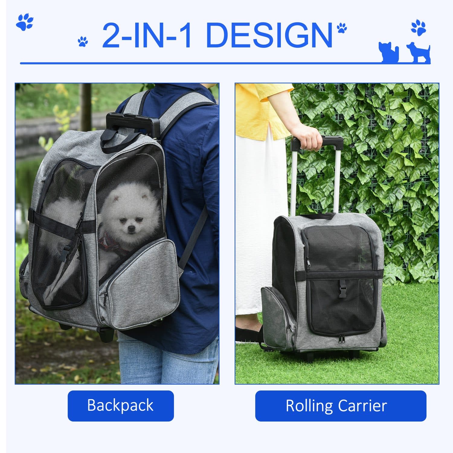 PawHut Pet Travel Backpack with Trolley - image 5