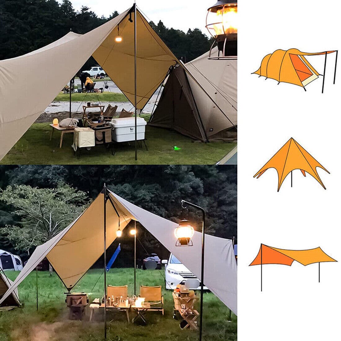 Two Adjustable Steel Poles for Tarps and Camping Shelters - image 6