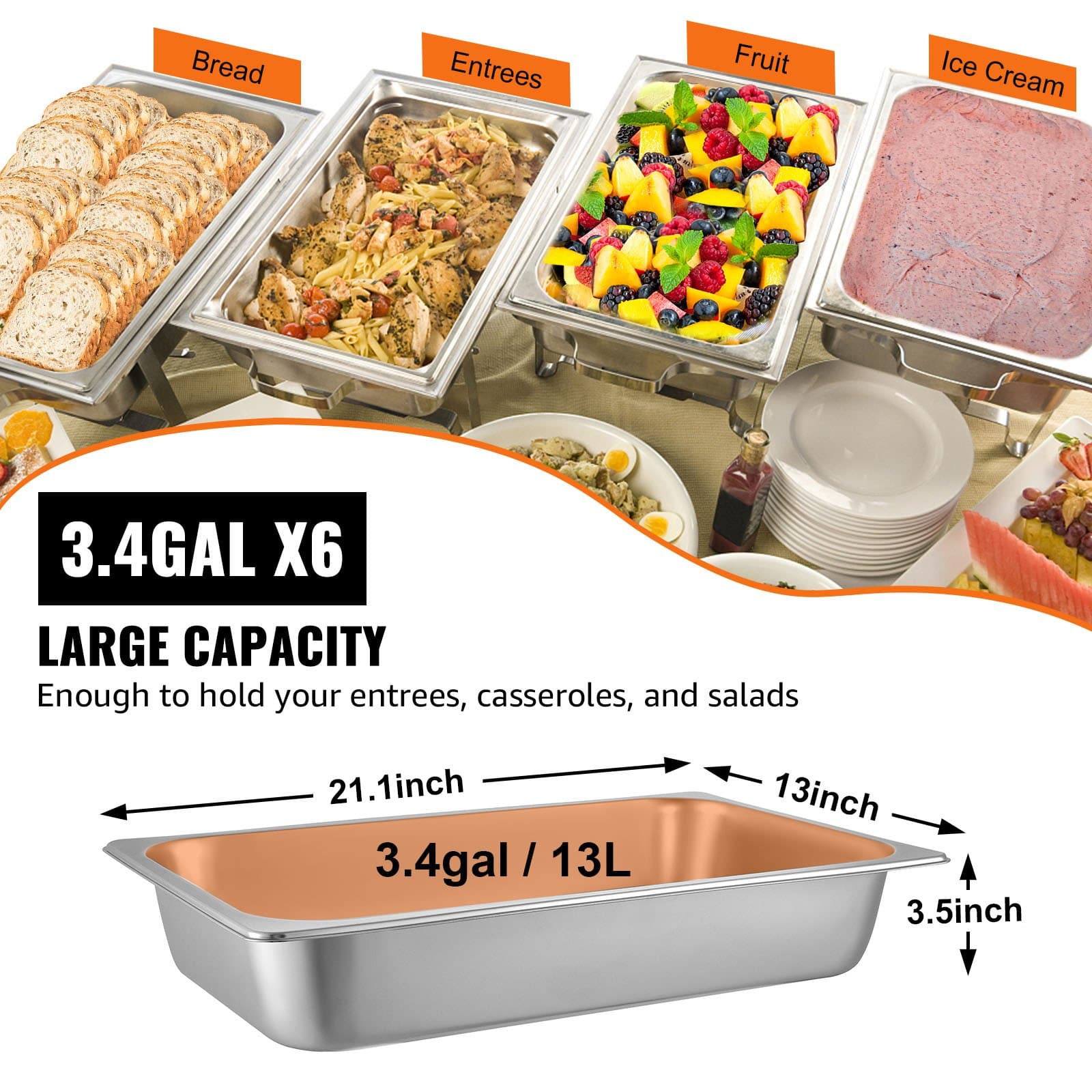 Professional Stainless Steel Gastronorm Pan - GN 1/1, 13 Litres - image 2