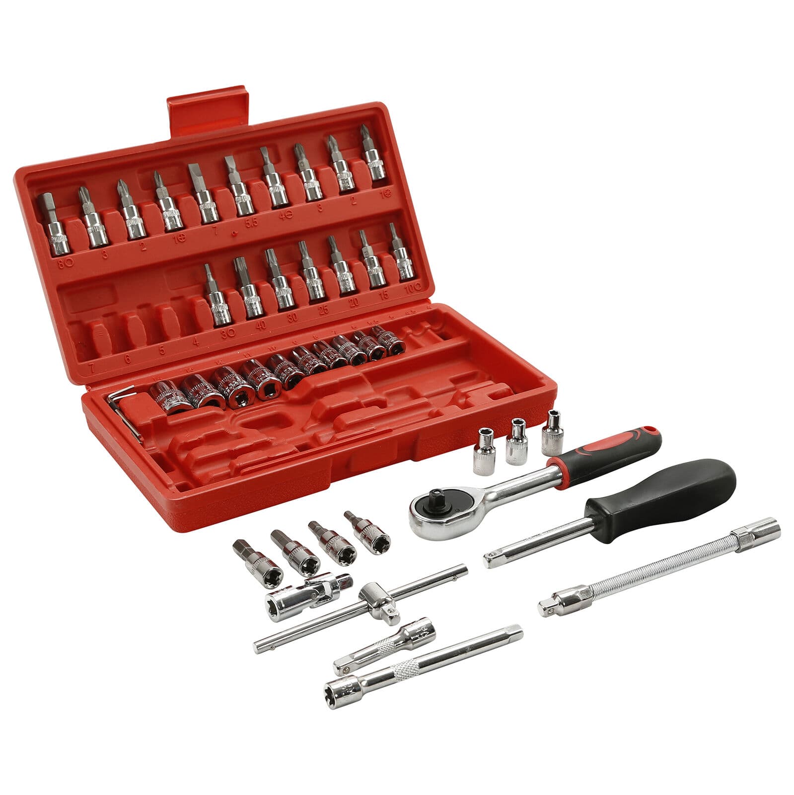 Compact 46 Piece Socket and Screwdriver Bit Kit - image 1