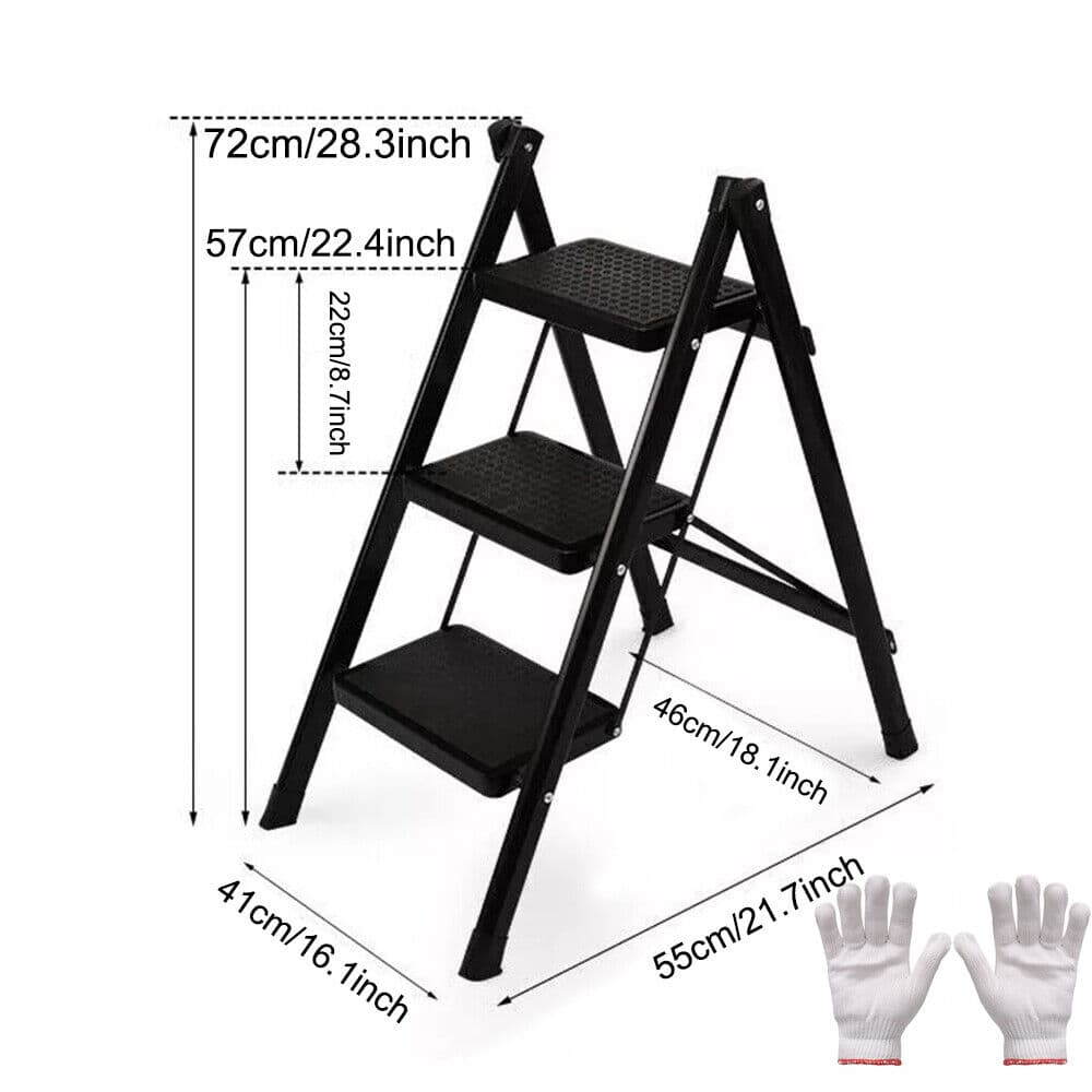 Heavy Duty 3 Step Folding Ladder in Carbon Steel