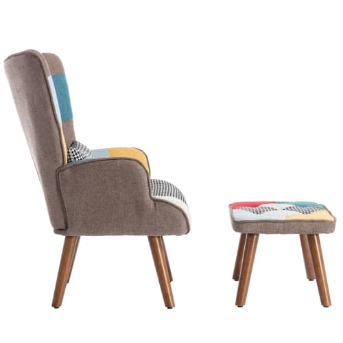 Multi-Colour Lounge Chair & Matching Ottoman Set - image 5