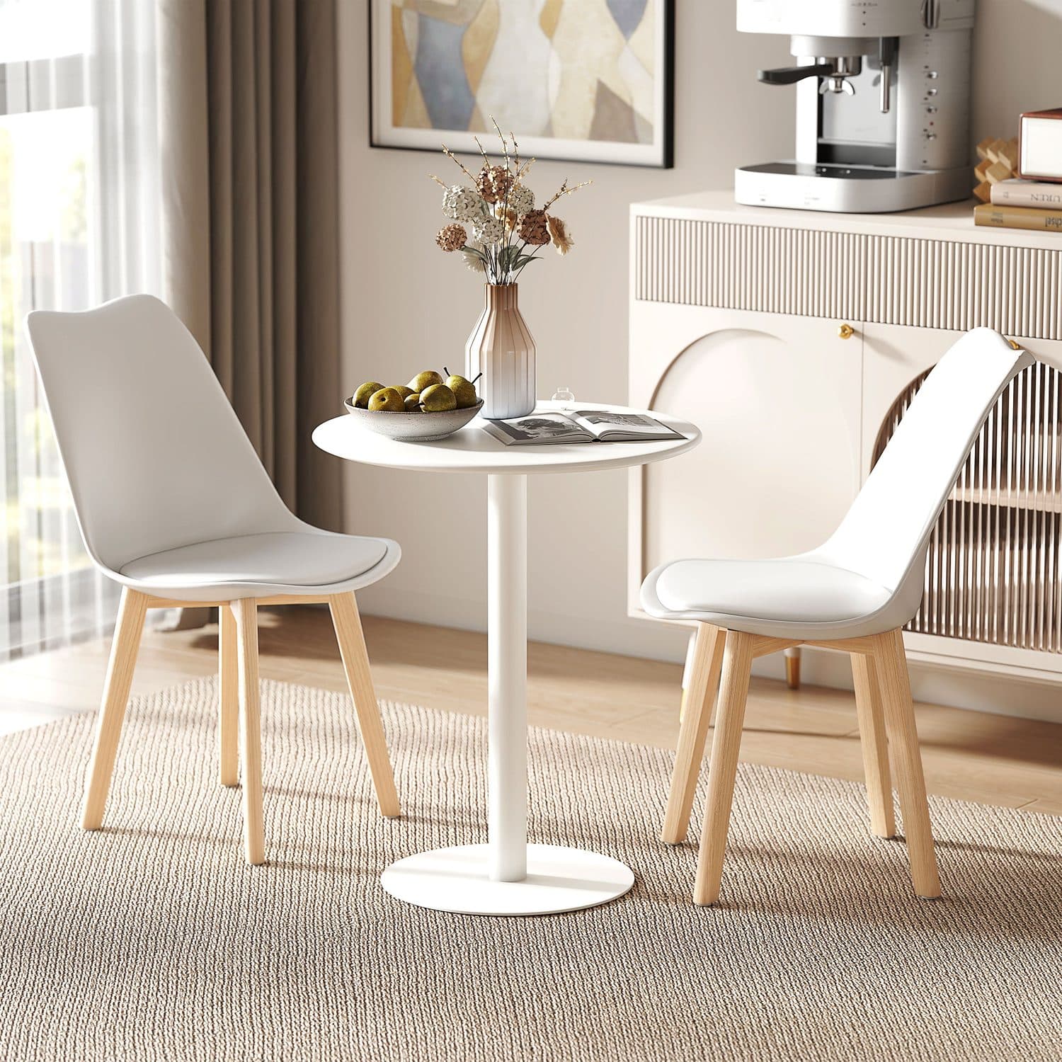 White Round 60cm Dining Table for Compact Spaces - image 1