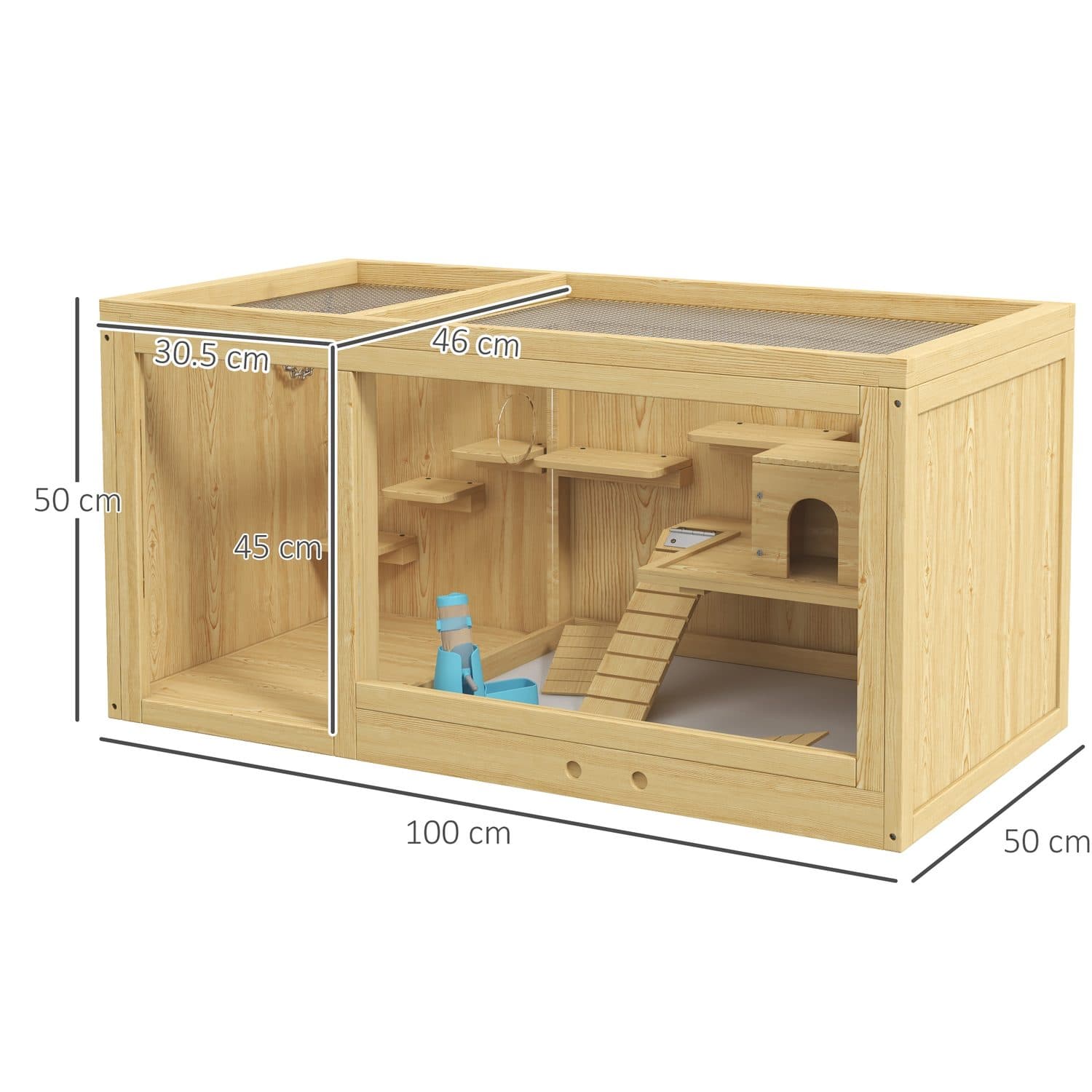 PawHut 2-Tier Hamster Cage with Water Bottle and Seesaws - image 5