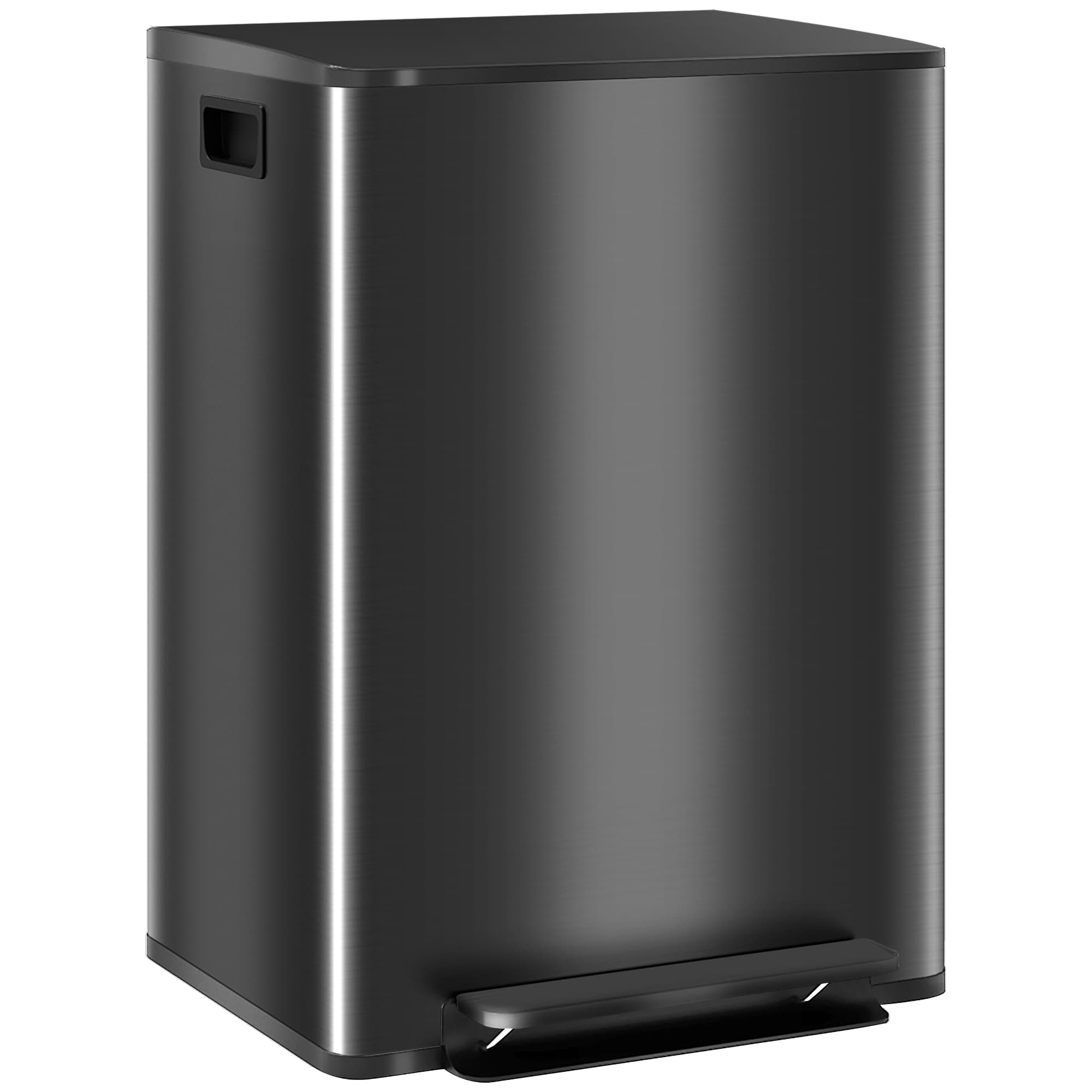 60L Dual Compartment Kitchen Pedal Bin – Black Steel