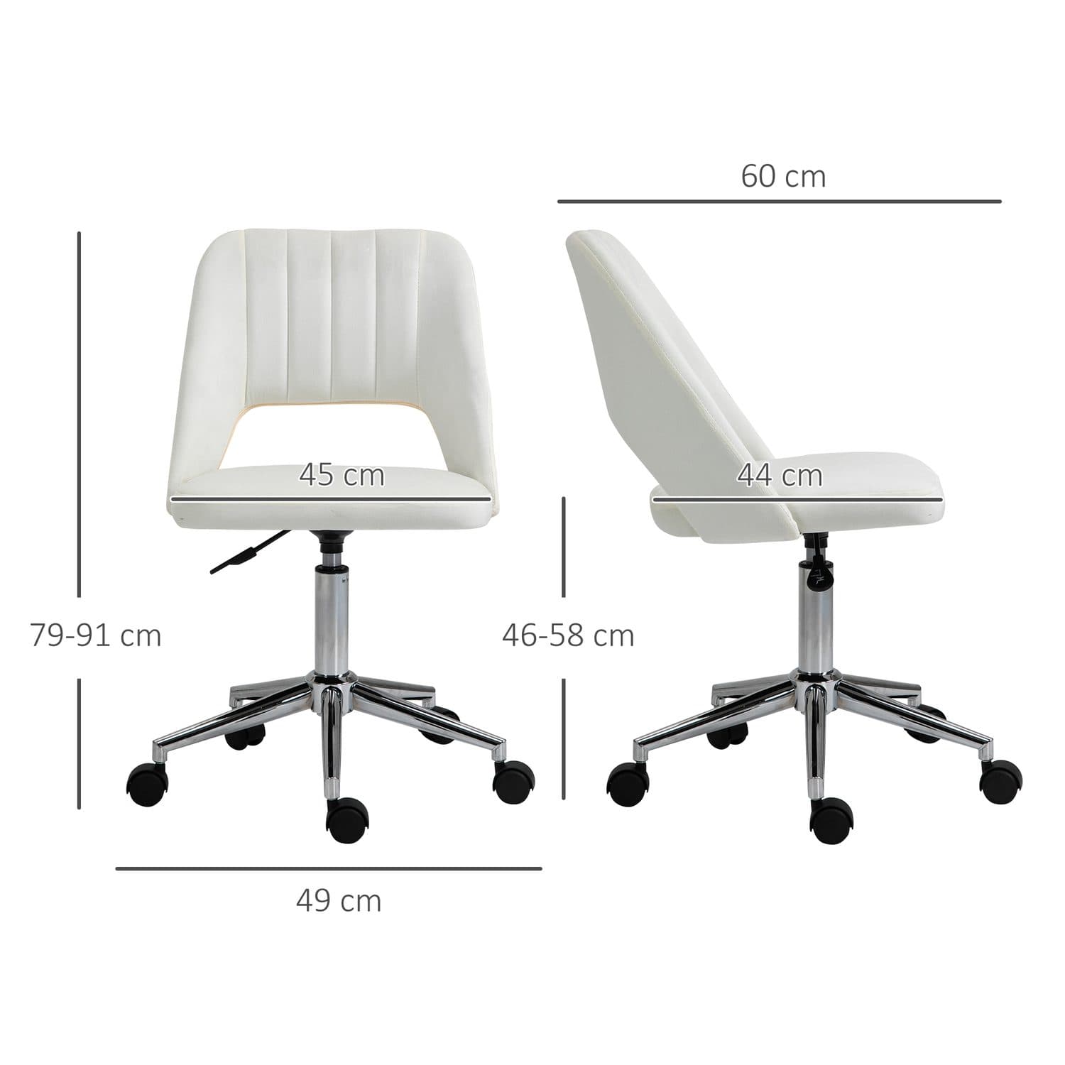 Cream Velvet Office Chair - image 3