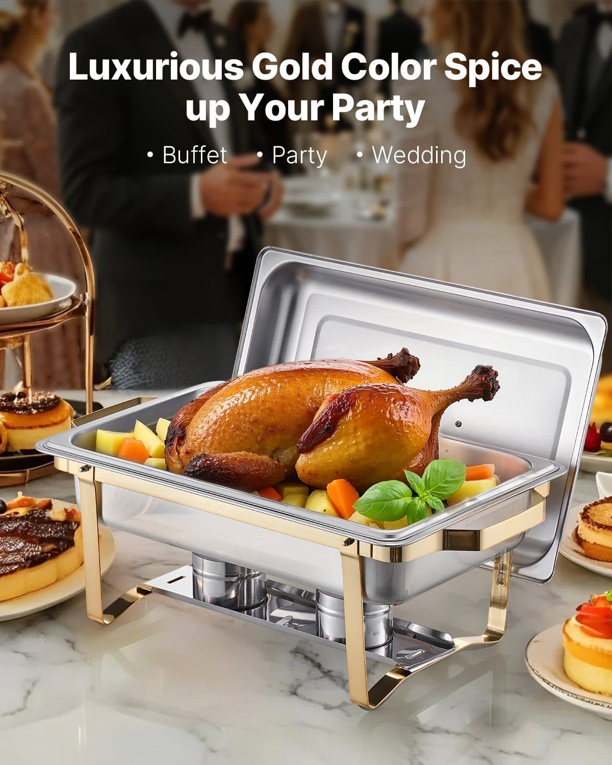 Gold Chafing Dish Buffet Set for Parties & Banquets (4-Pack) - image 4