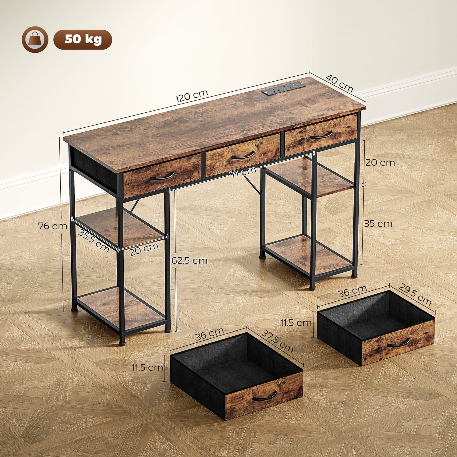 120cm Desk with Power Outlets - image 5
