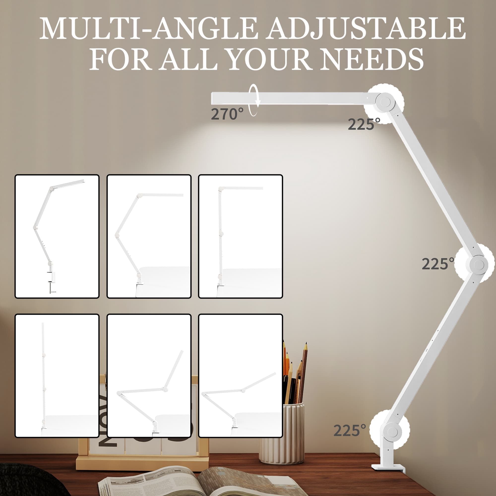 Adjustable Swing Arm Desk Lamp with Clamp and 5 Brightness Levels - image 5