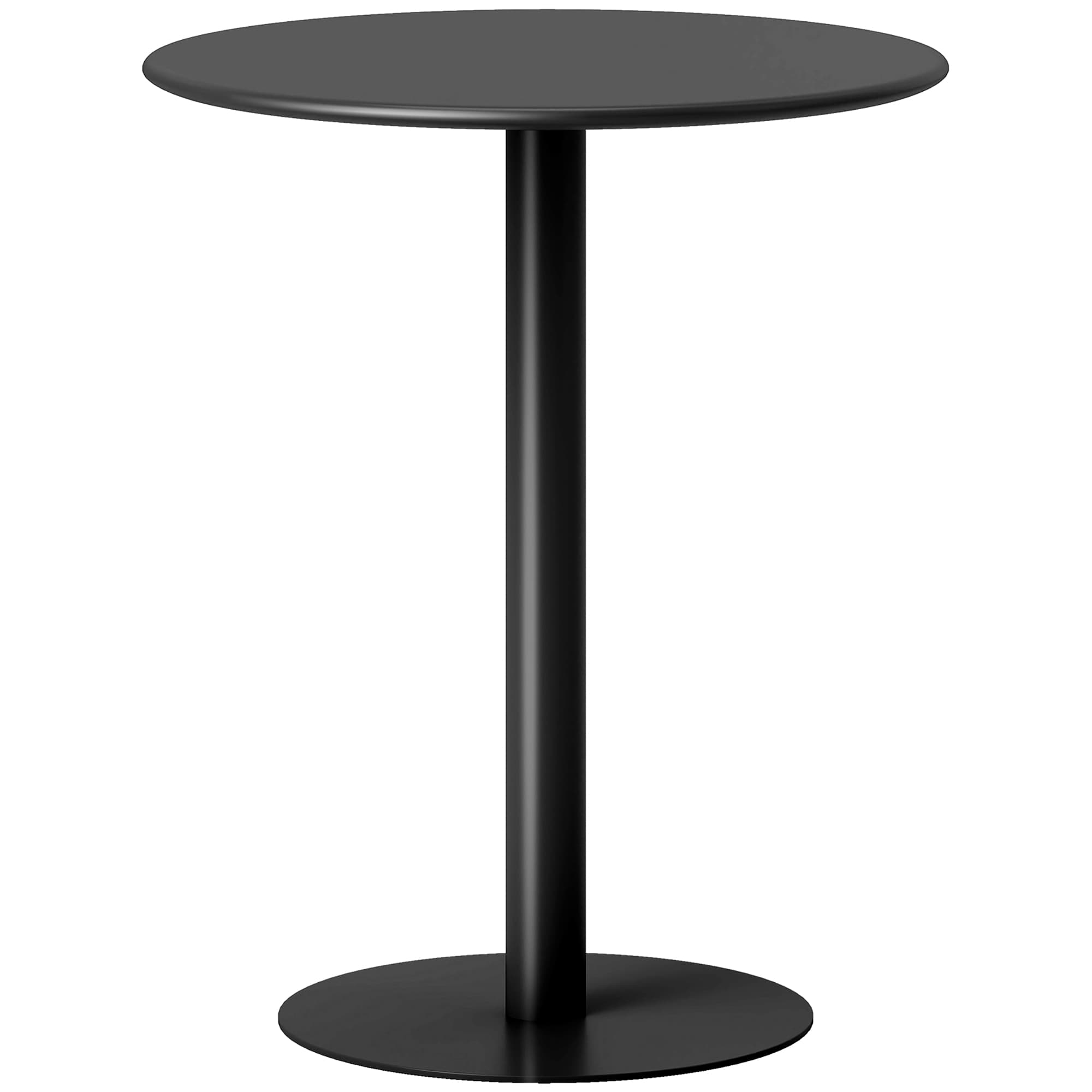 60cm Round Steel Dining Table in Matte Black - Black