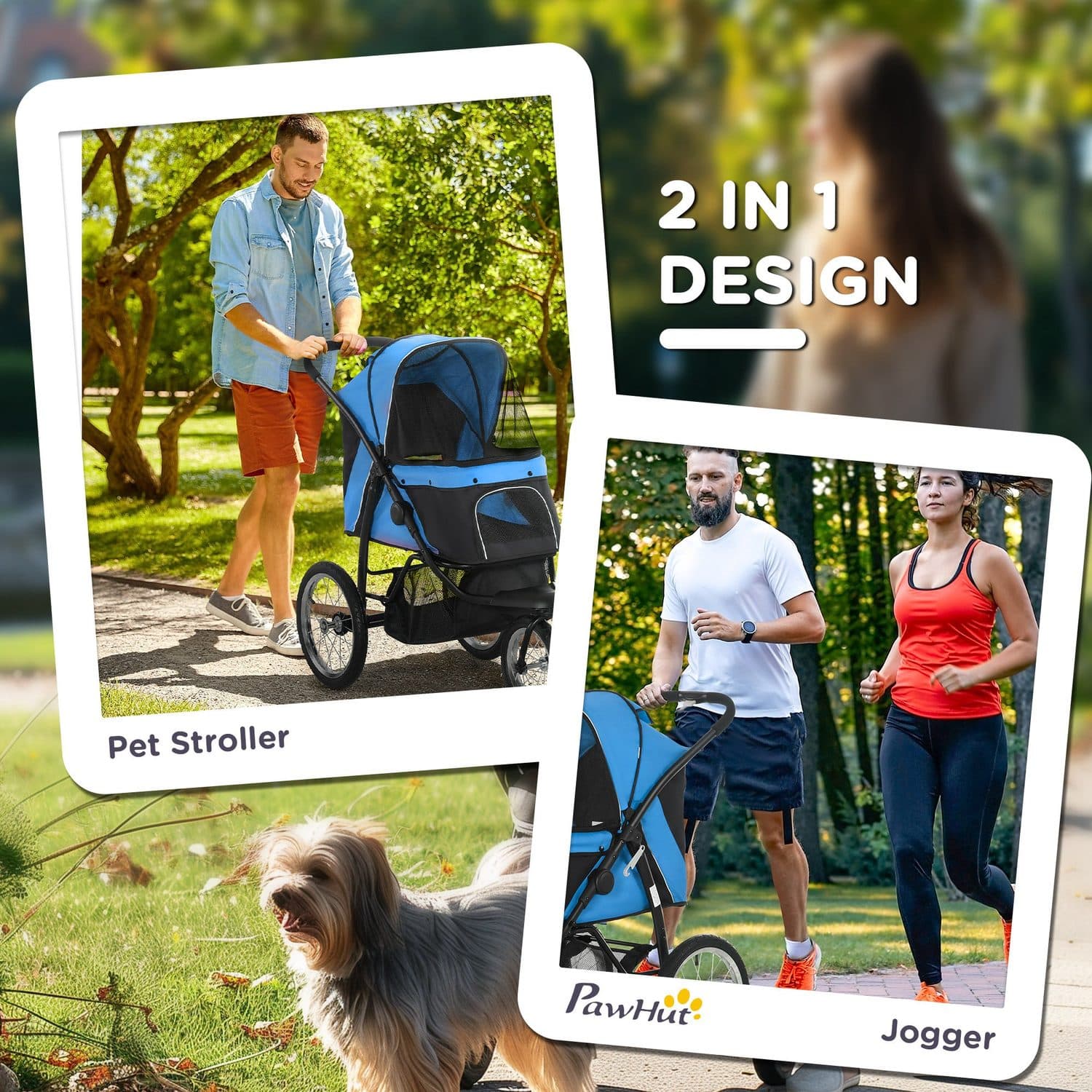Foldable Three-Wheel Pet Stroller - Blue - image 5