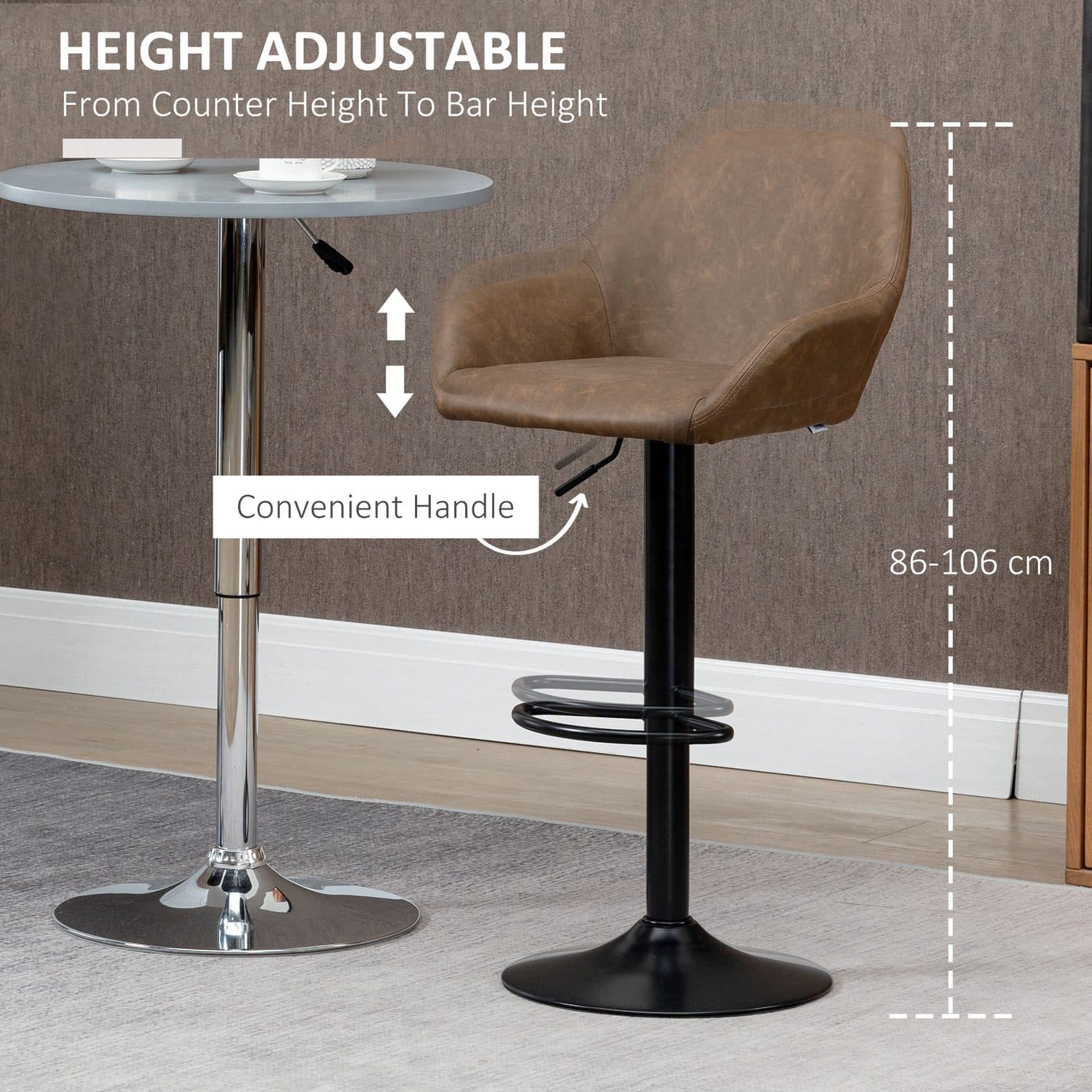 Dark Brown Swivel Bar Stools Set - image 2
