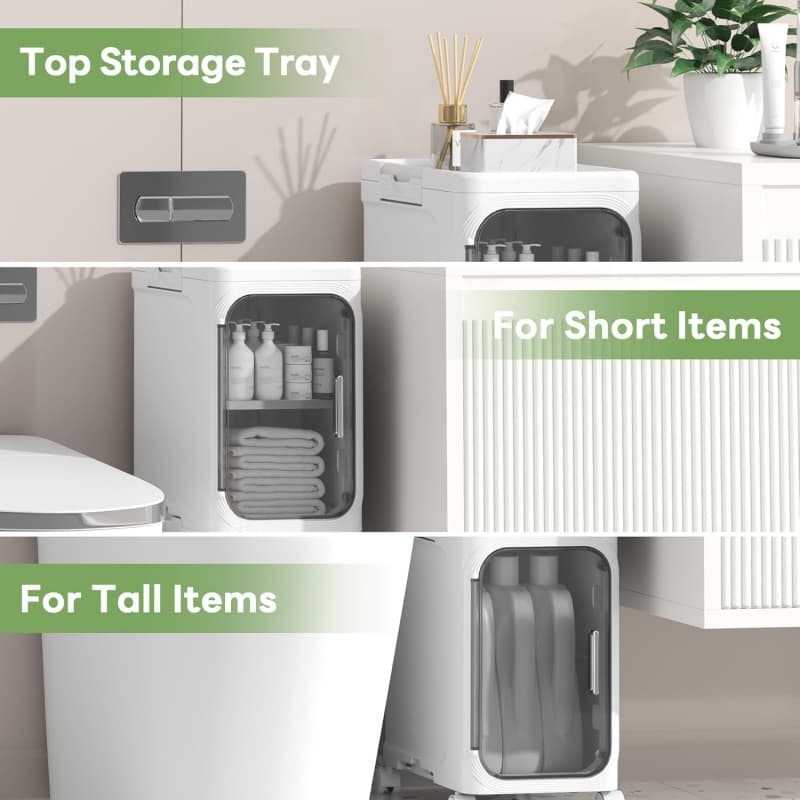Slim Bathroom & Bedroom Storage Cabinet on Castors - image 3