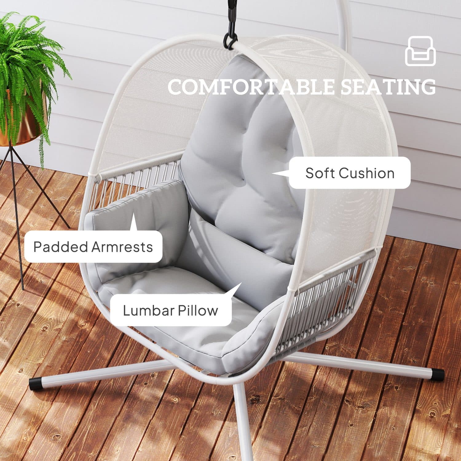 Light Grey Hanging Egg Chair - image 5