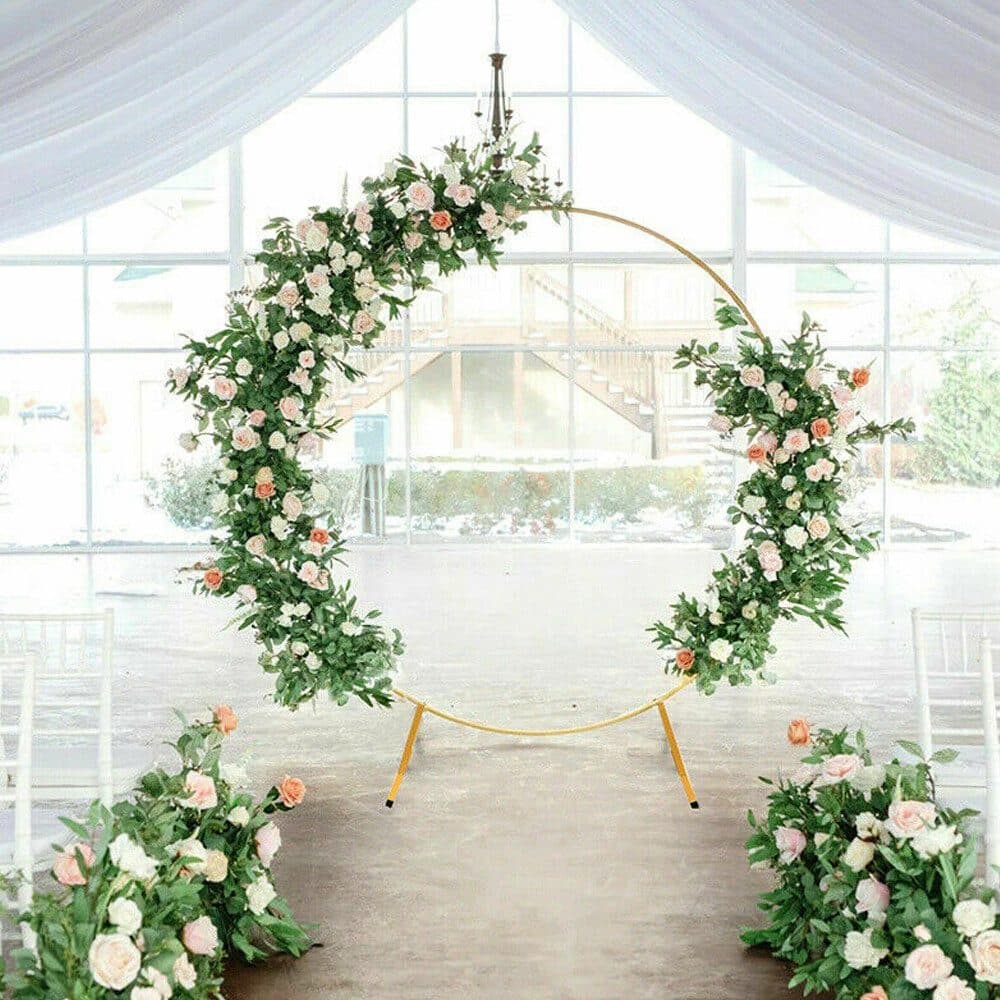 2m Gold Round Balloon Arch Backdrop Stand - image 1