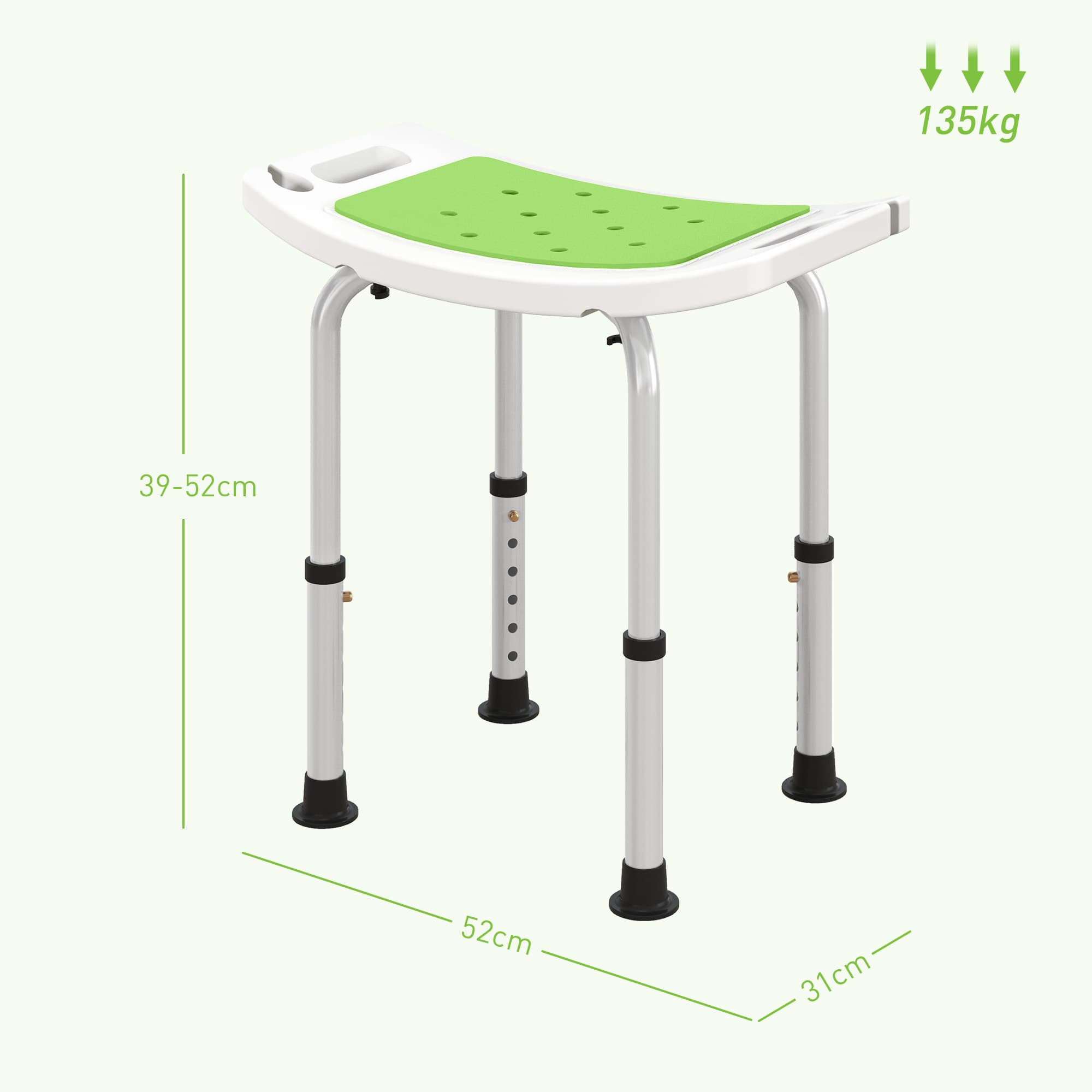 Adjustable shower stool with non-slip feet - image 2