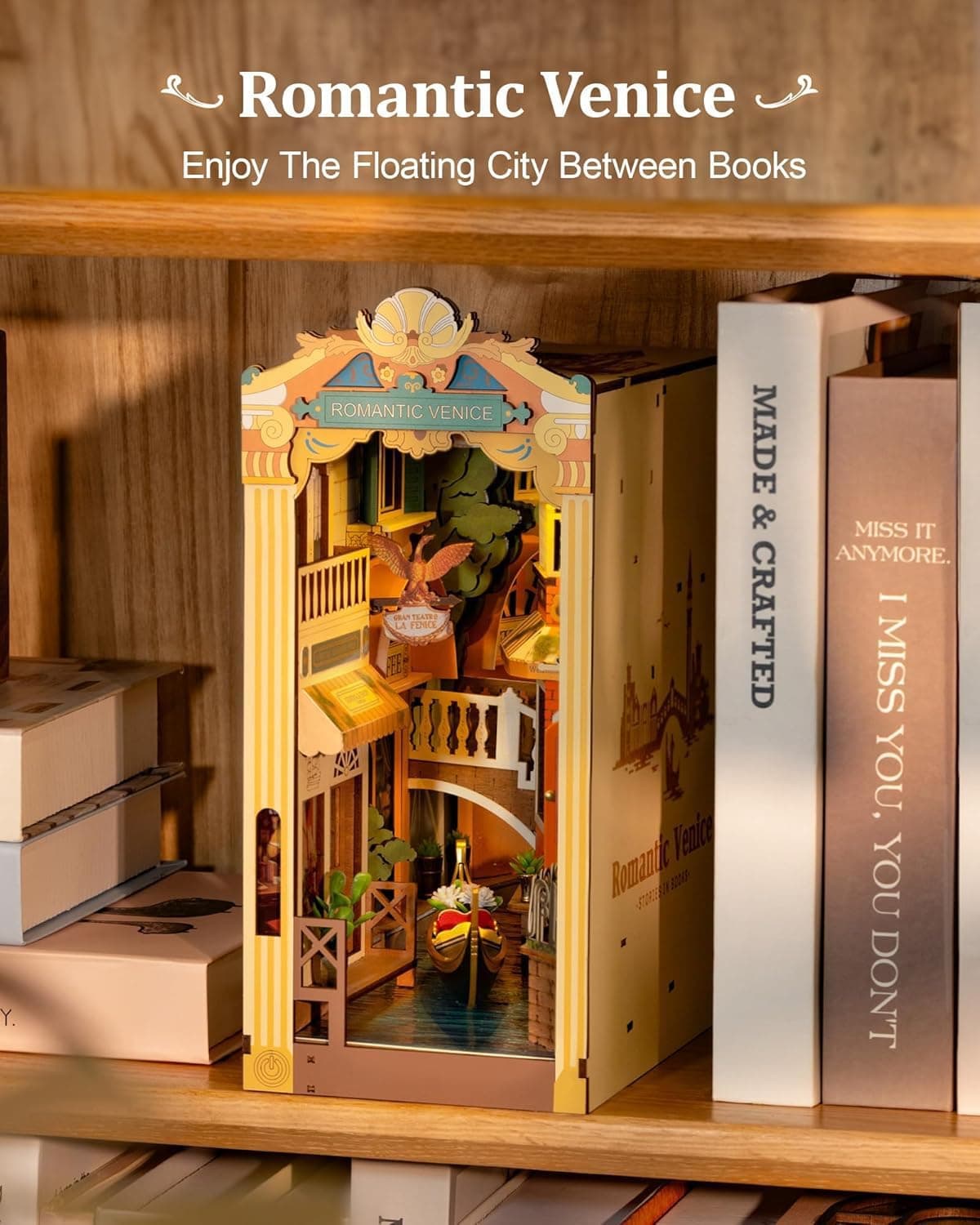 DIY Book Nook Kit: Romantic Venice Bookshelf Insert - image 4