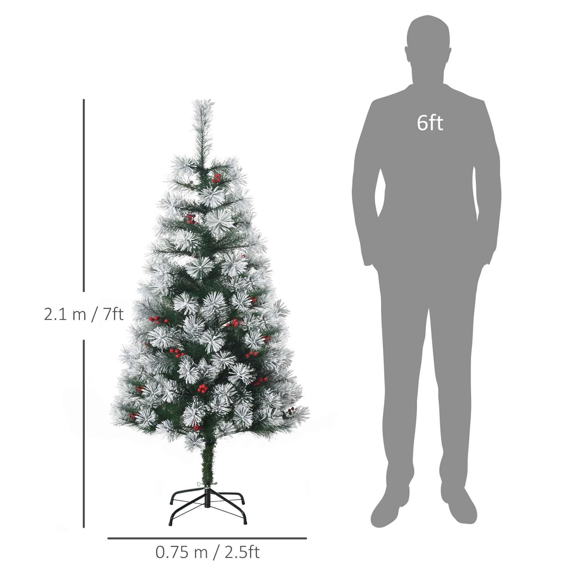 5ft Artificial Snow-Flocked Christmas Tree with Red Berry Clusters - image 5