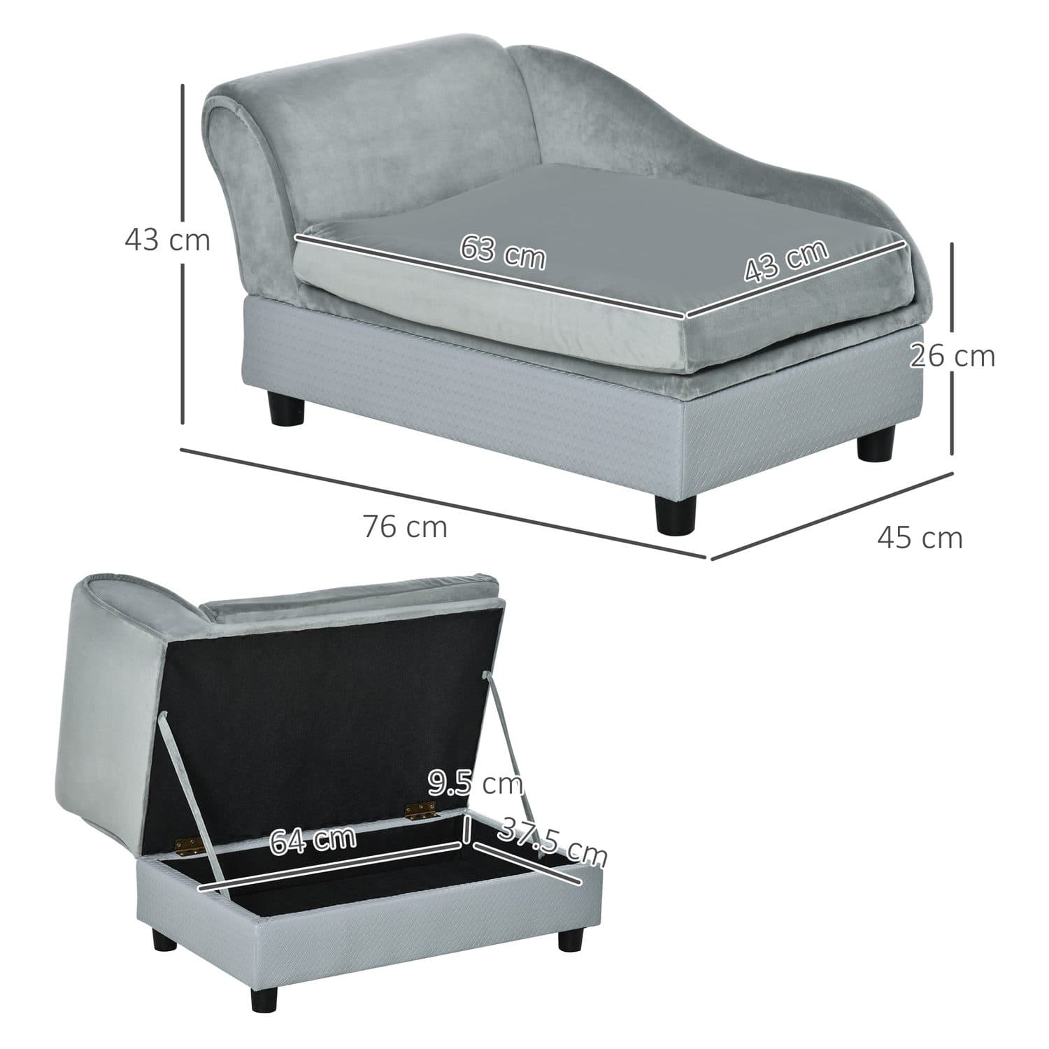PawHut Light Grey Pet Sofa - image 4