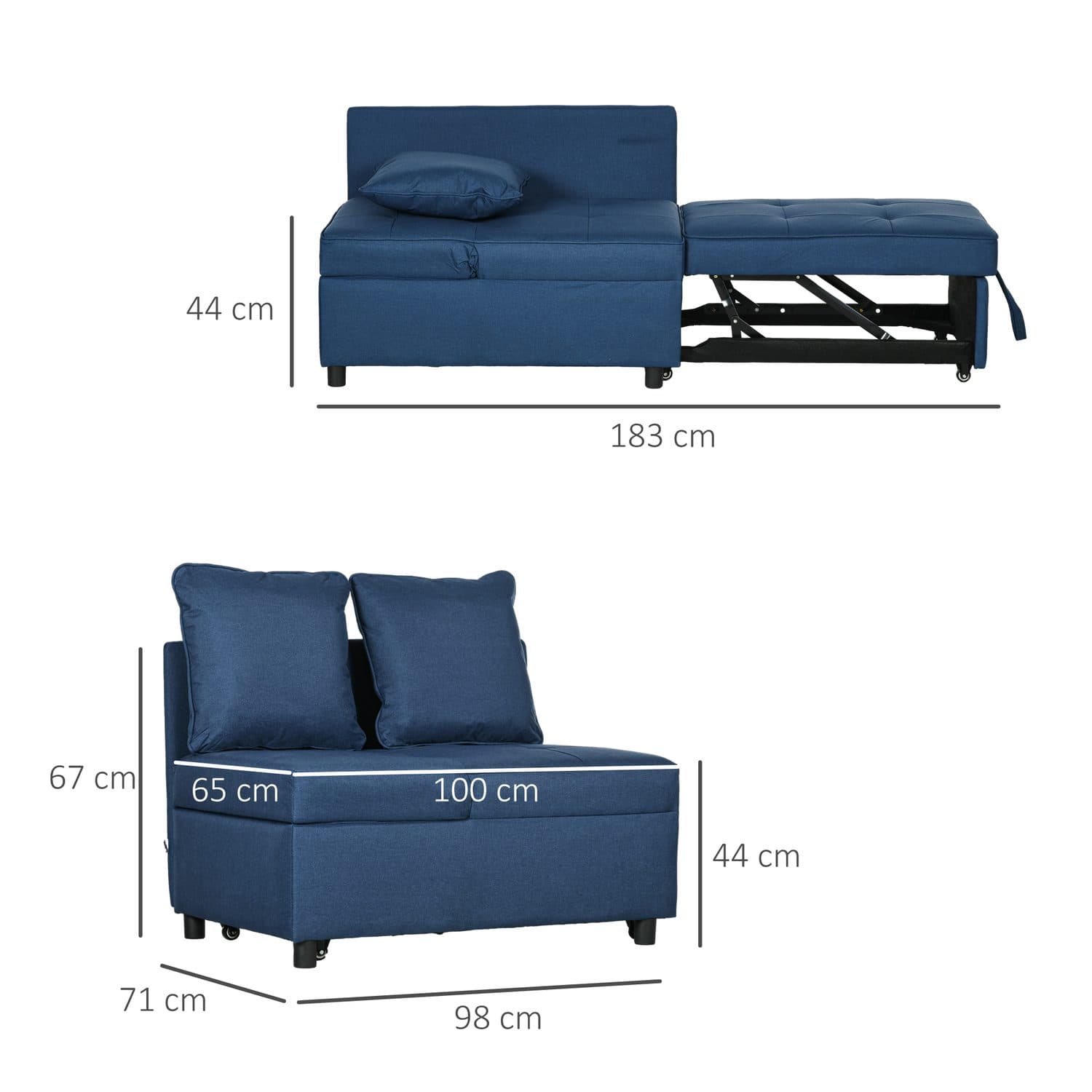 Blue 3-in-1 Single Sofa Bed - image 5