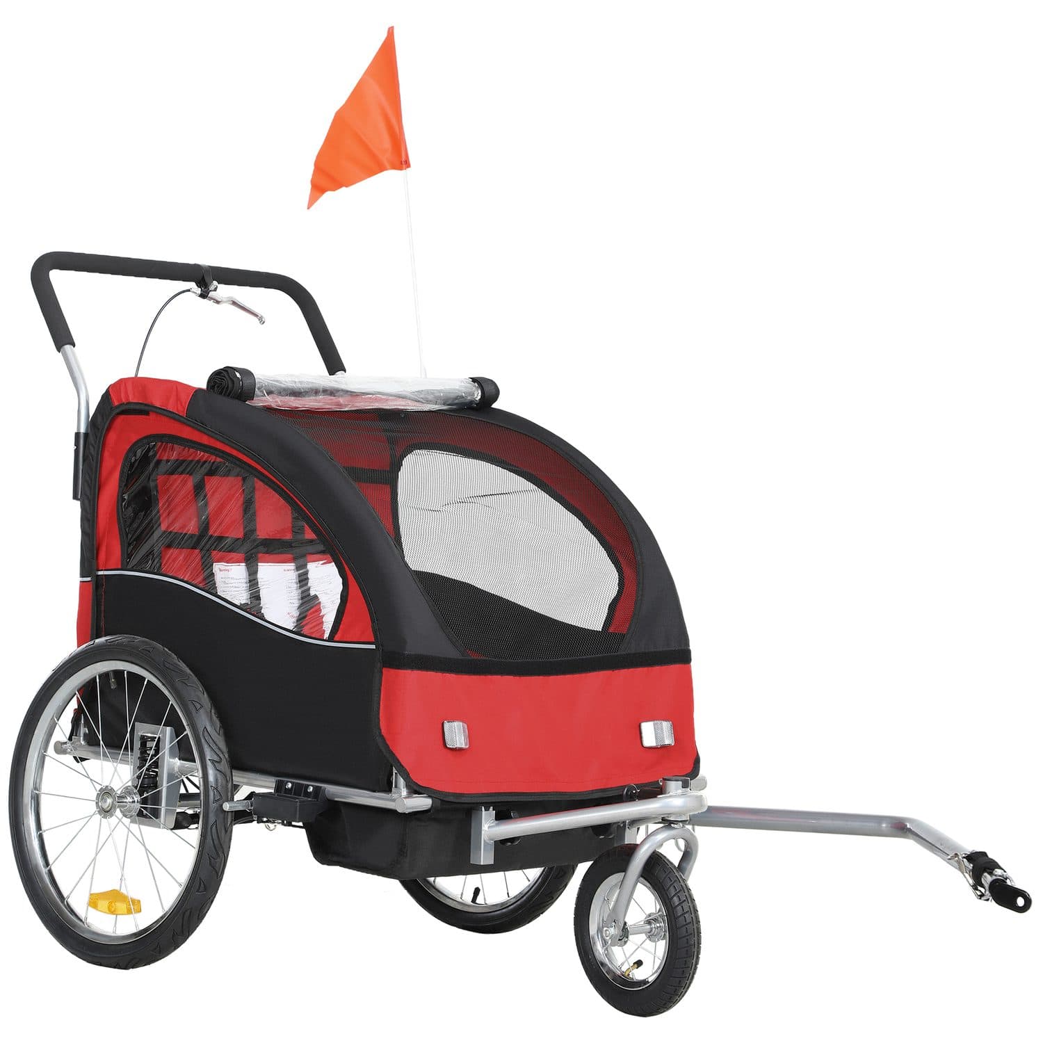 2-Seat Bike Trailer with Safety Harness for Children