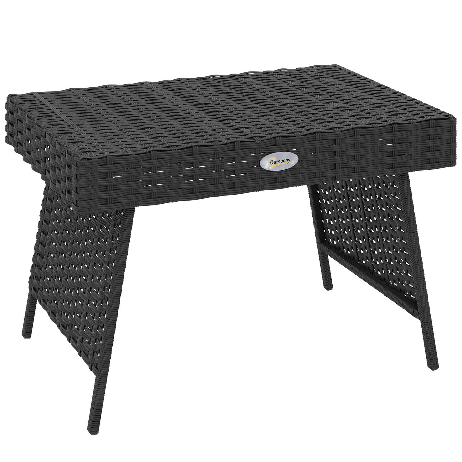 Foldable Rattan Coffee Table - Black