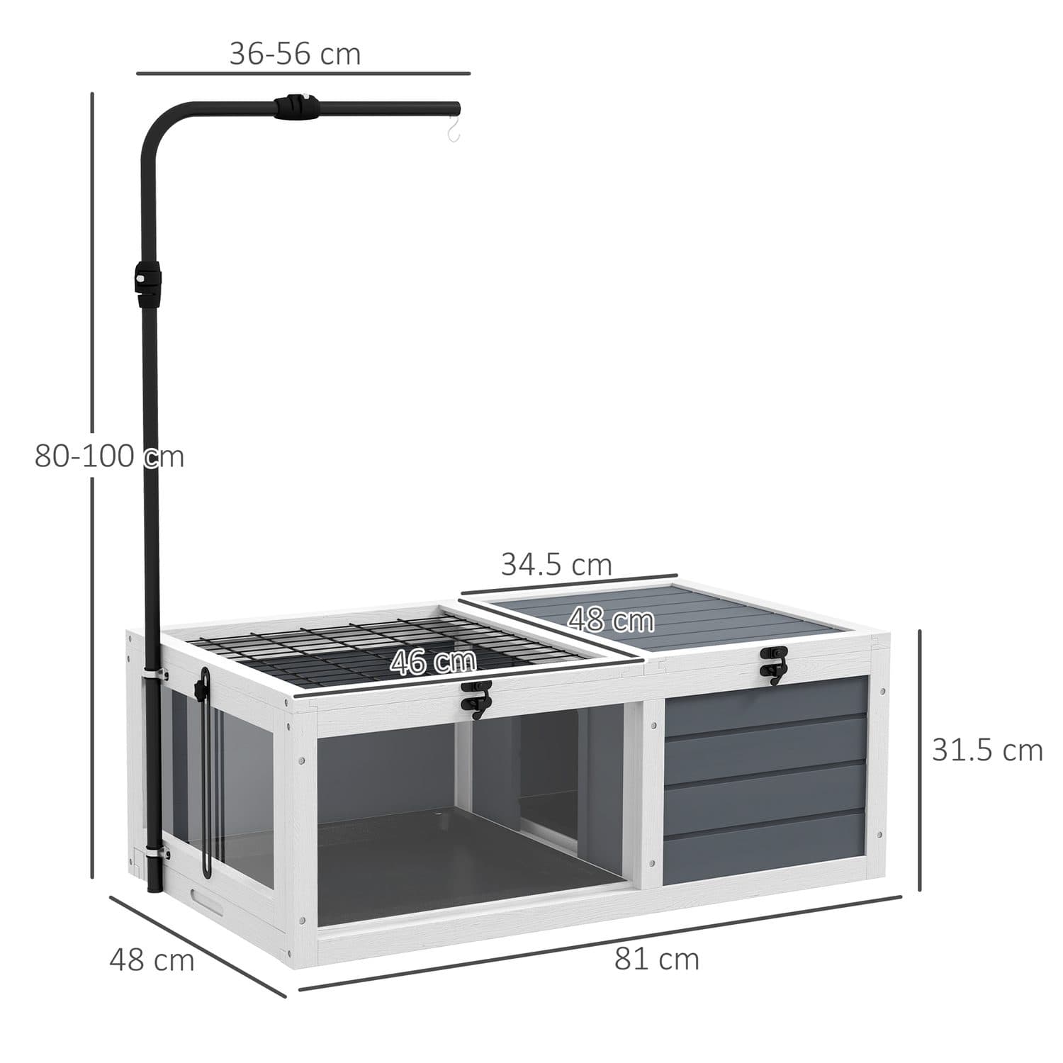 PawHut Two-Room Tortoise Table, Grey - image 5