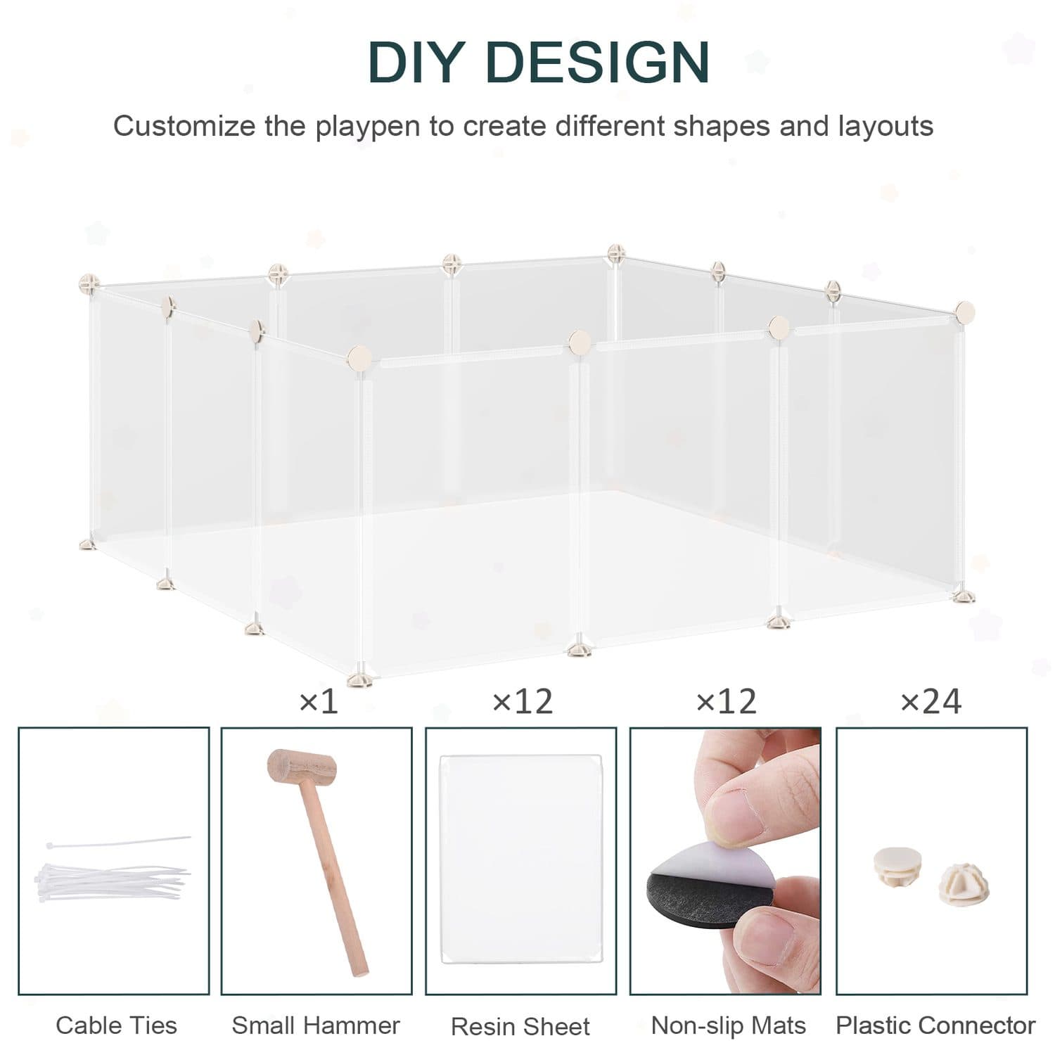 PawHut DIY Small Animal Playpen, 12 Panels - image 2