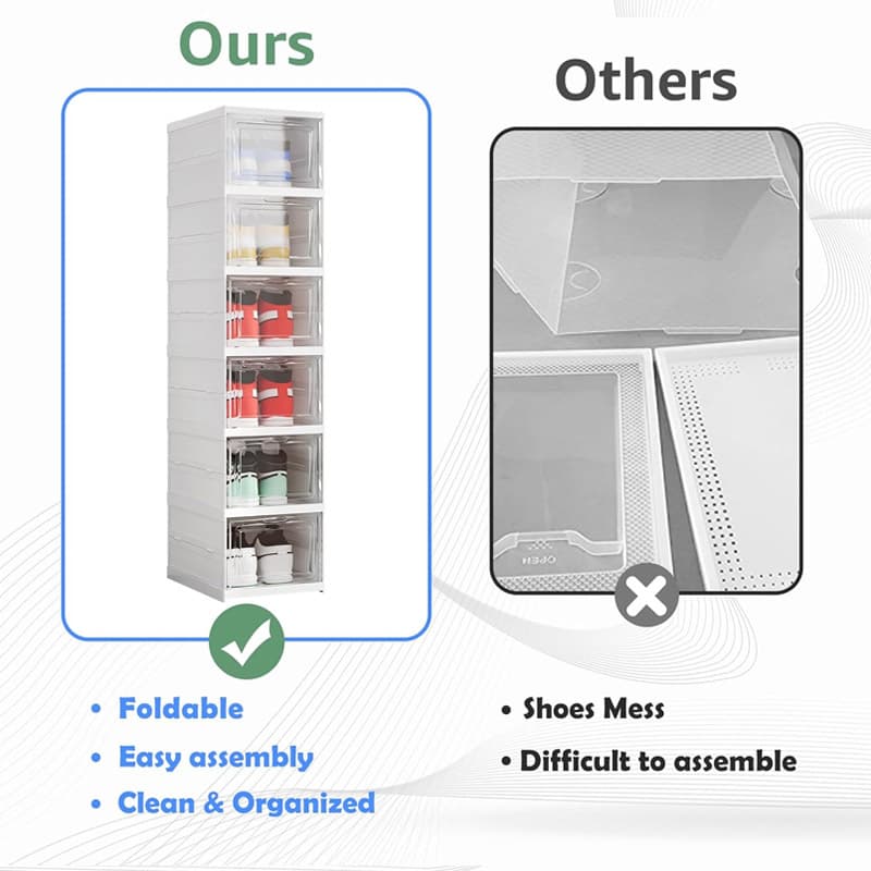 6-Tier Foldable Shoe Storage Stack with Clear Drop-Front Doors - image 9